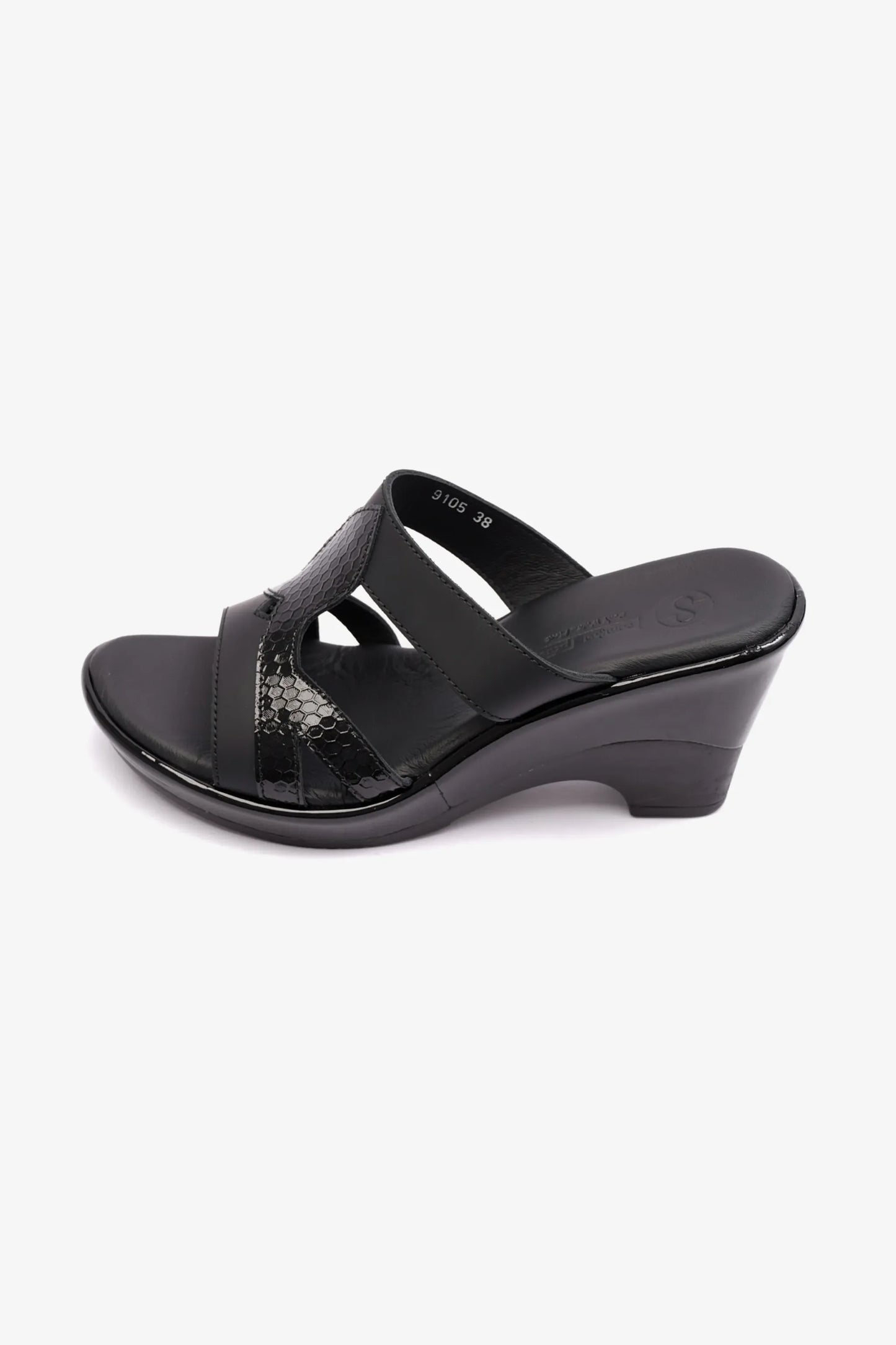Comfort Plus Women's Matt Leather High Heel Sandals Black 9105