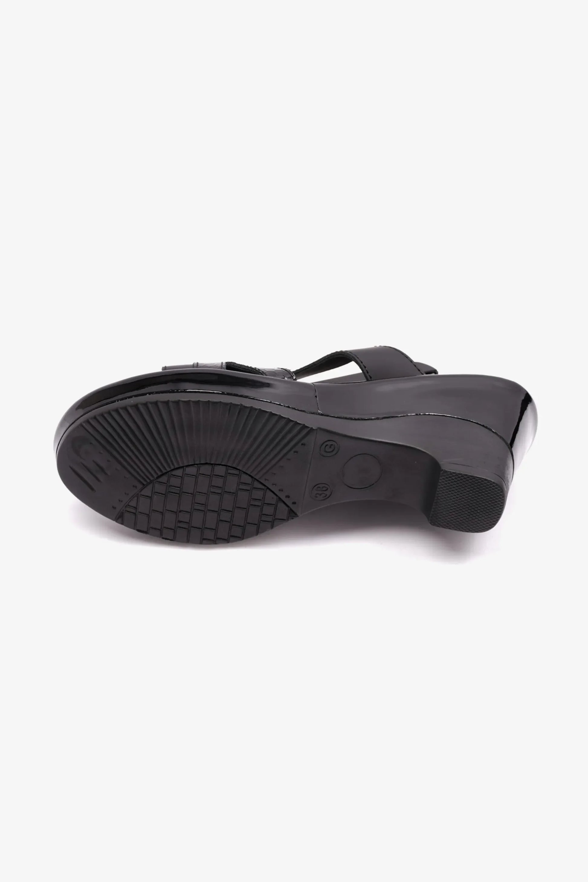 Comfort Plus Women's Matt Leather High Heel Sandals Black 9105