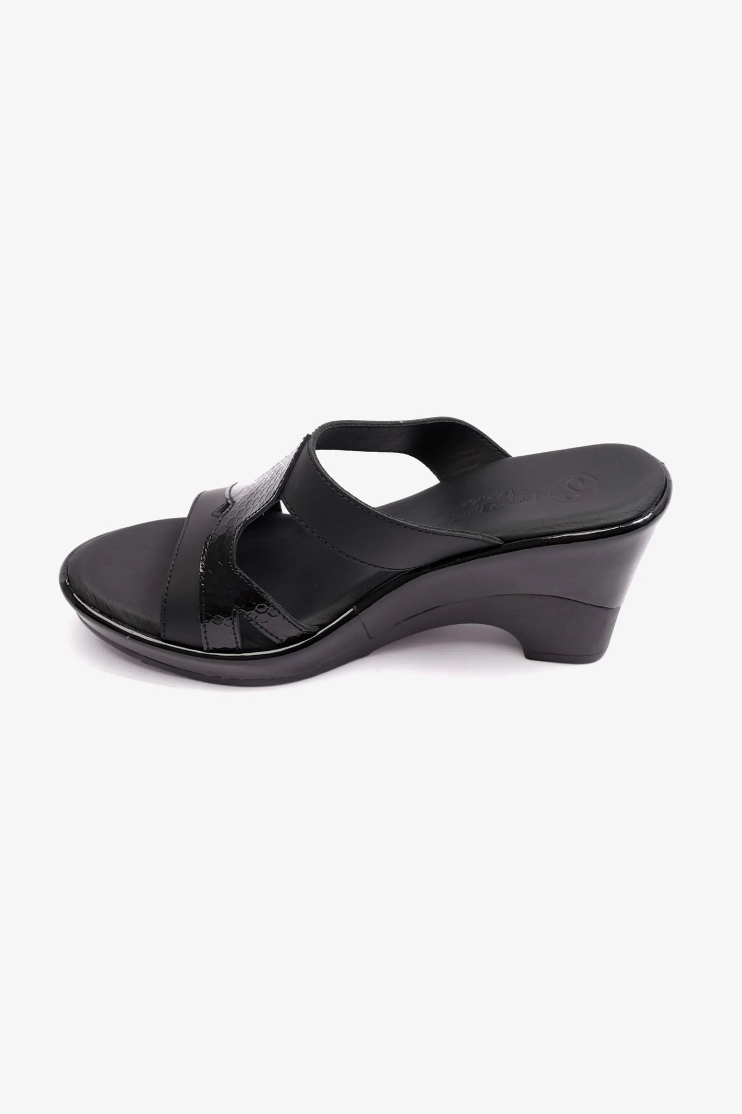 Comfort Plus Women's Matt Leather High Heel Sandals Black 9105