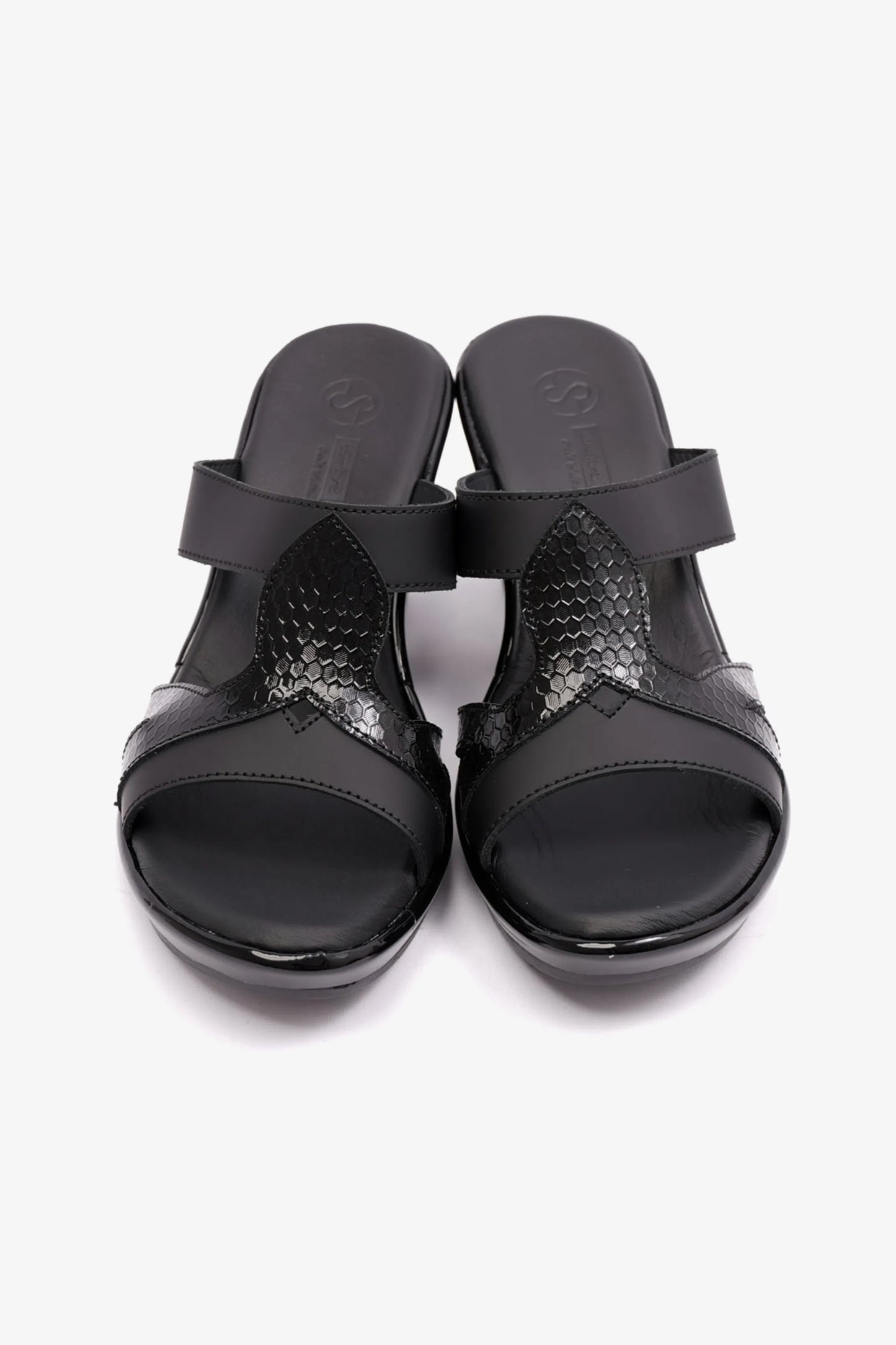 Comfort Plus Women's Matt Leather High Heel Sandals Black 9105