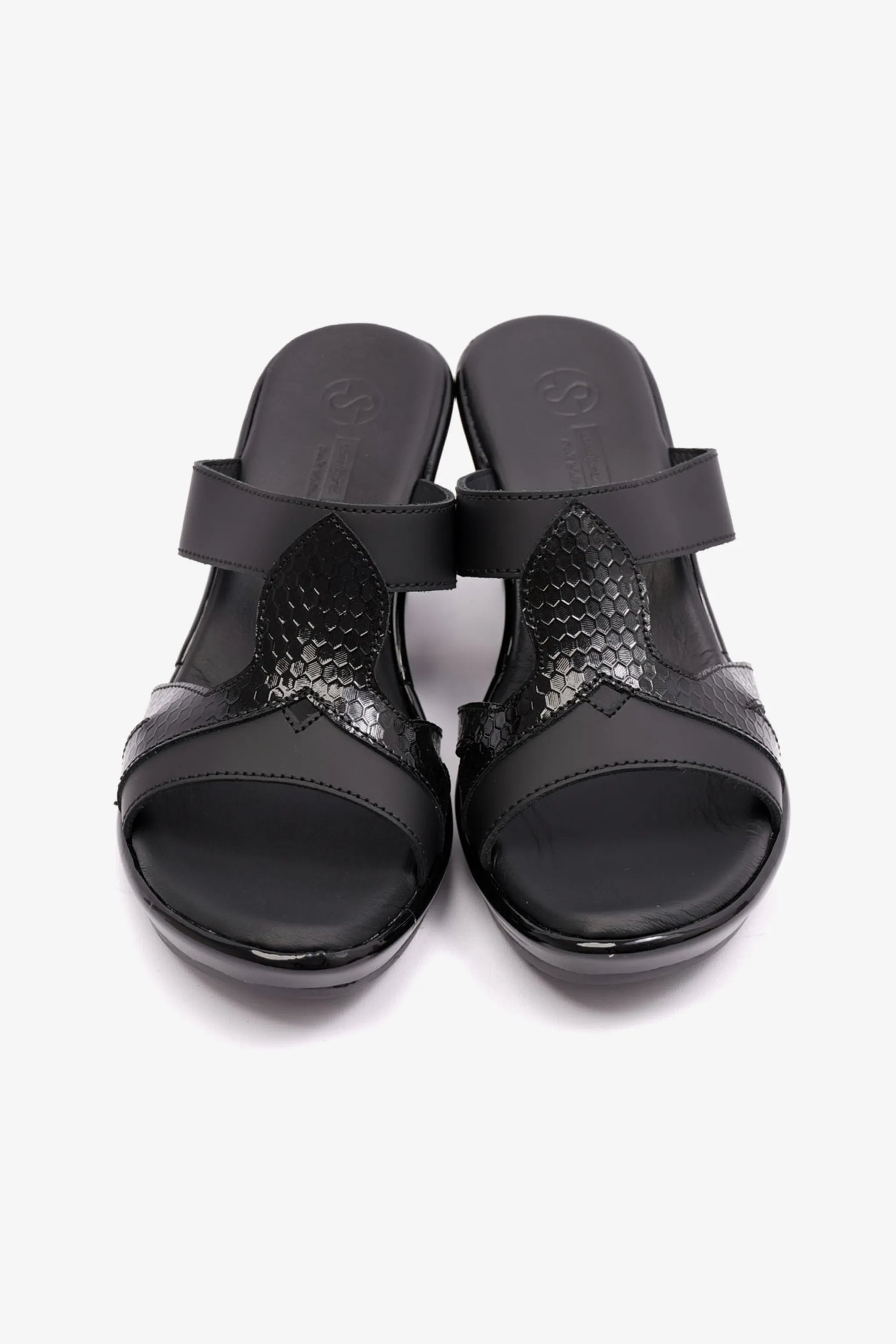 Comfort Plus Women's Matt Leather High Heel Sandals Black 9105