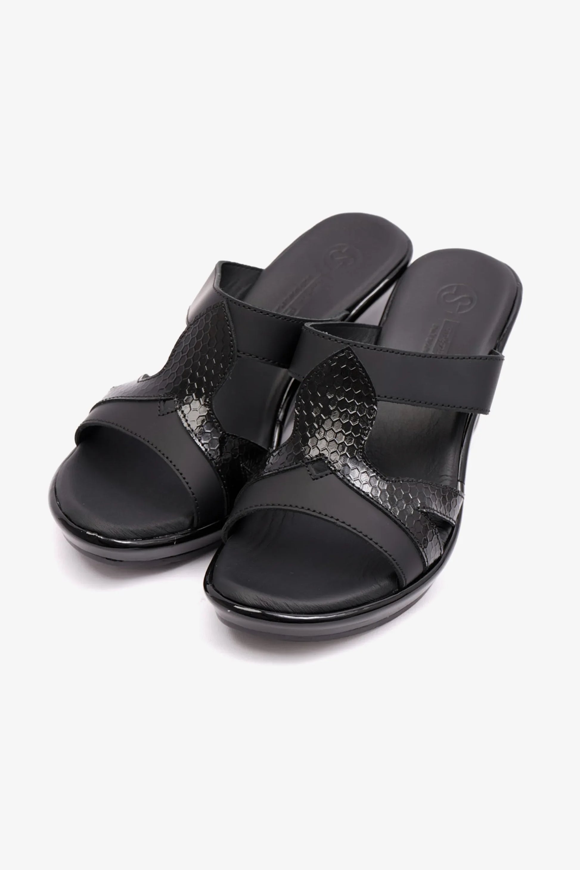 Comfort Plus Women's Matt Leather High Heel Sandals Black 9105
