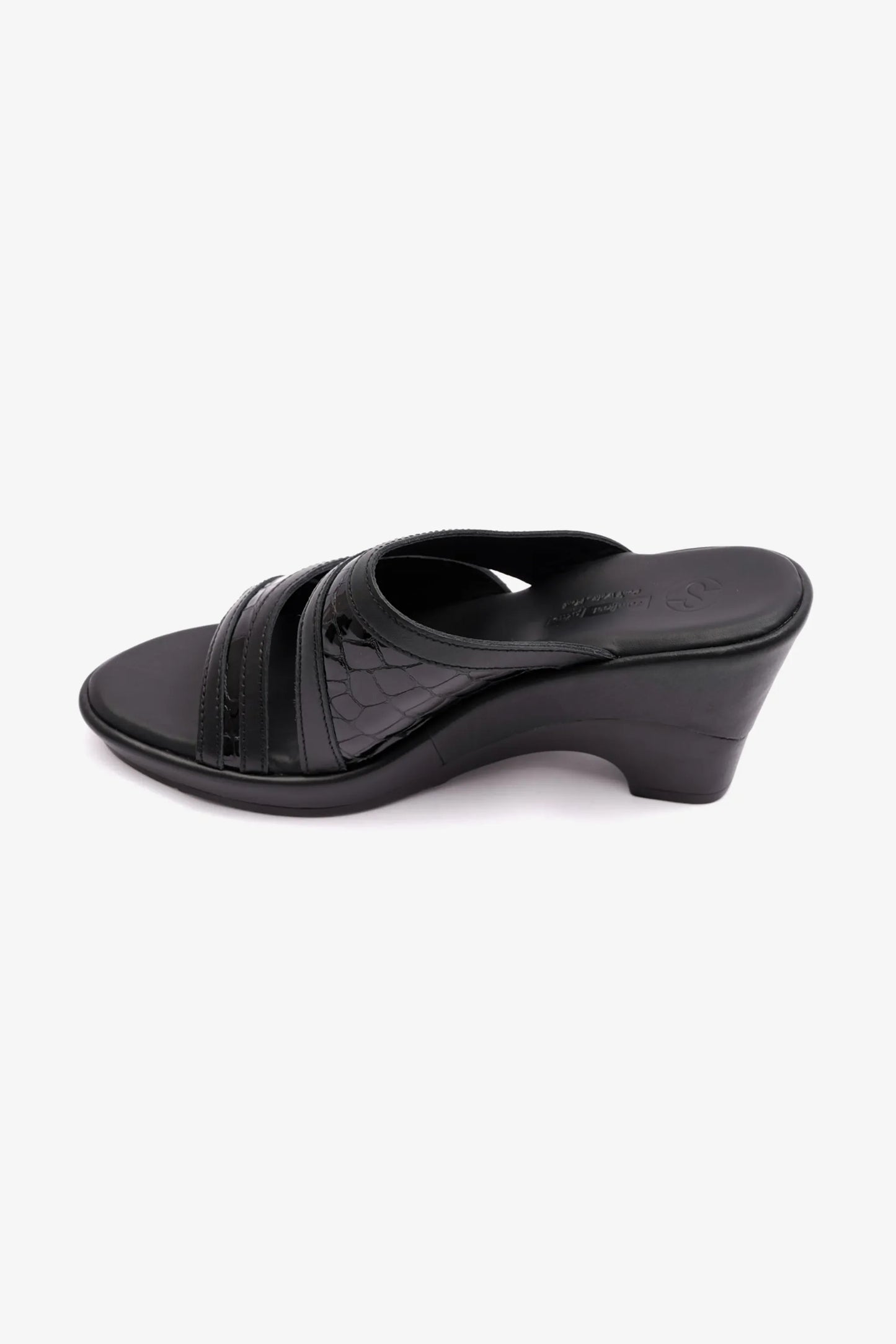 Comfort Plus Women's Patent Leather High Heel Sandals Black LSDCP9104