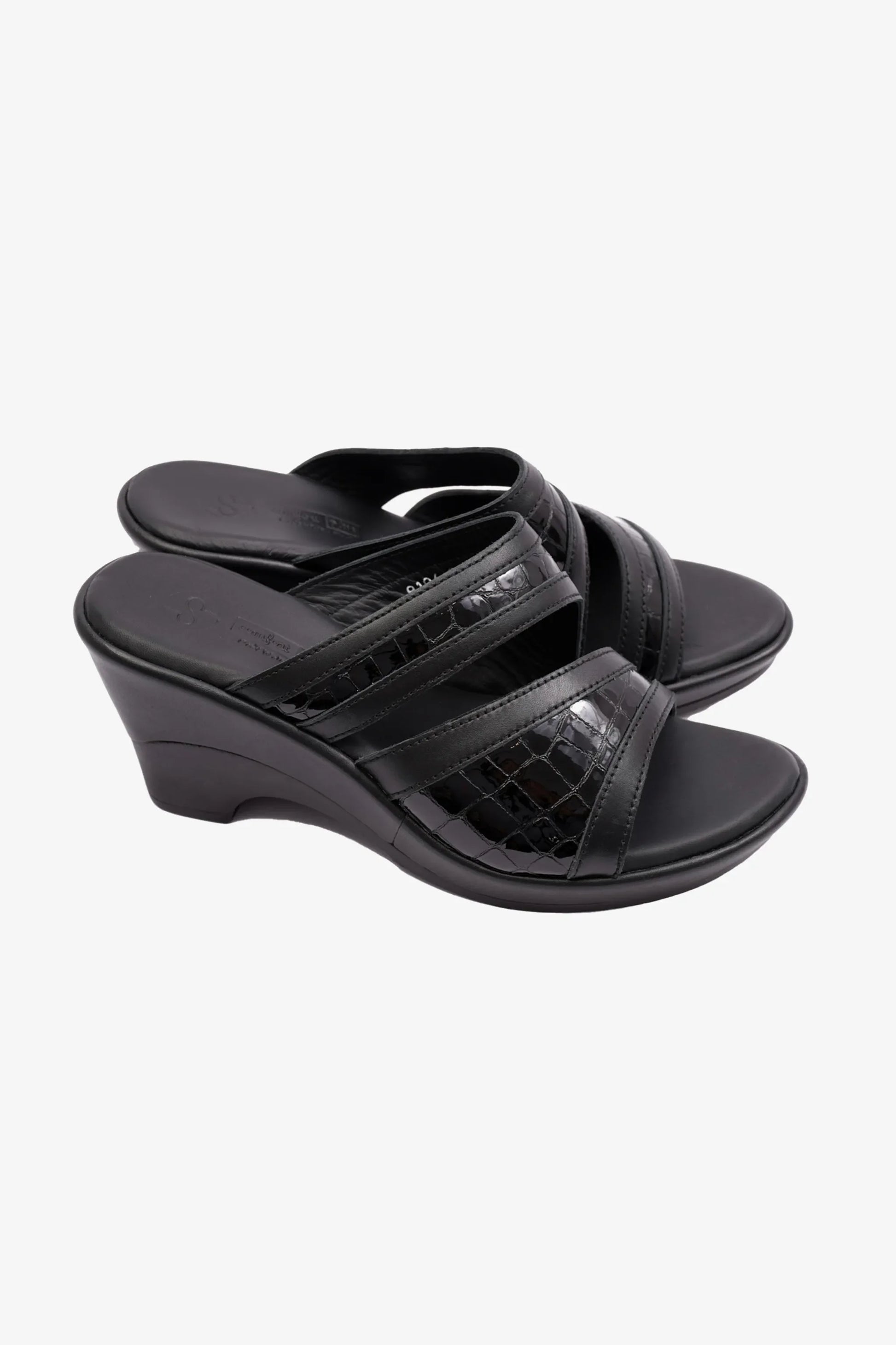 Comfort Plus Women's Patent Leather High Heel Sandals Black LSDCP9104