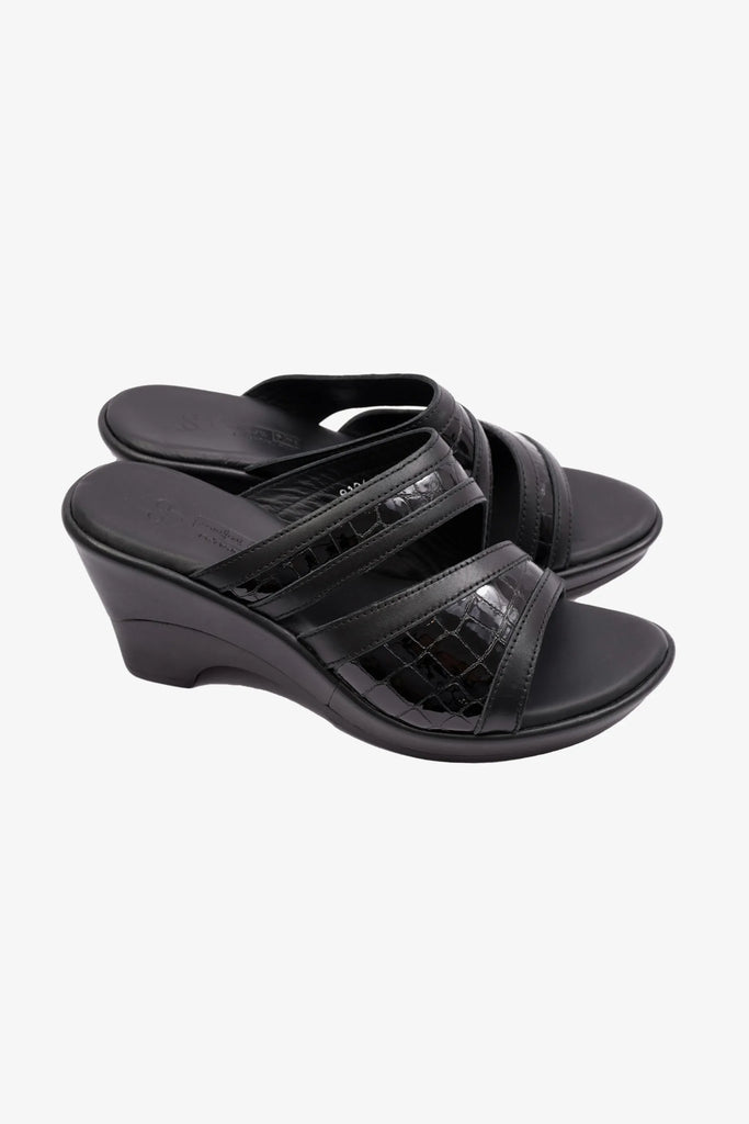 Comfort Plus Women's Patent Leather High Heel Sandals Black LSDCP9104