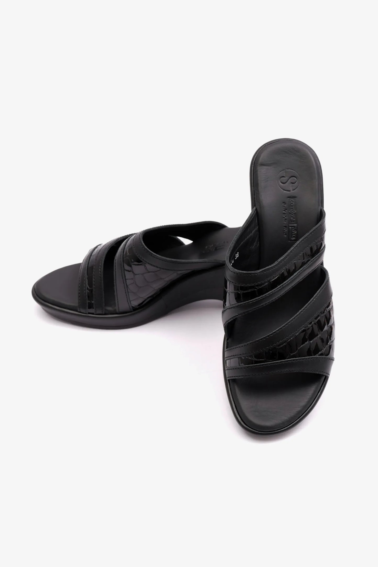 Comfort Plus Women's Patent Leather High Heel Sandals Black LSDCP9104