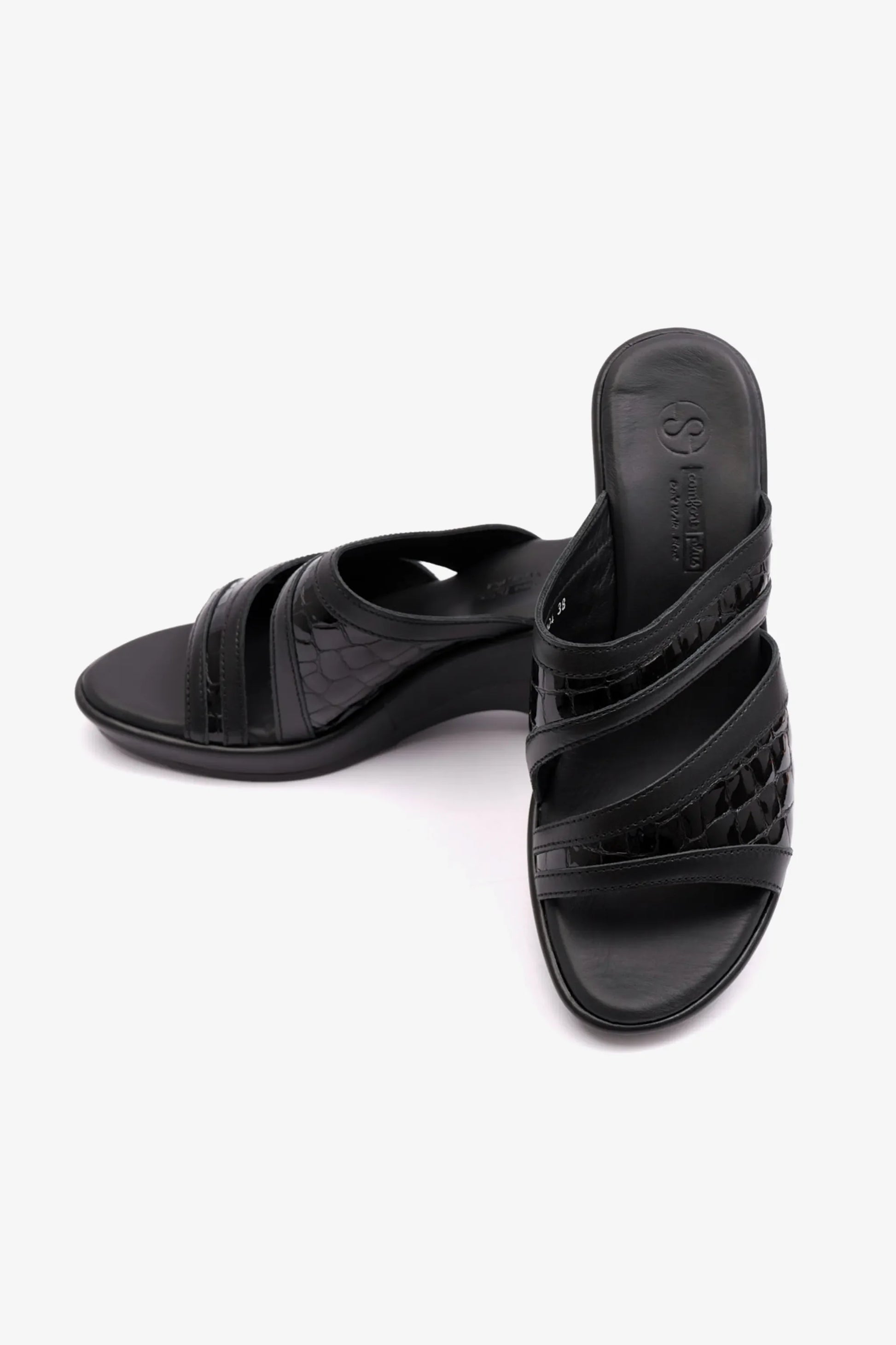 Comfort Plus Women's Patent Leather High Heel Sandals Black LSDCP9104