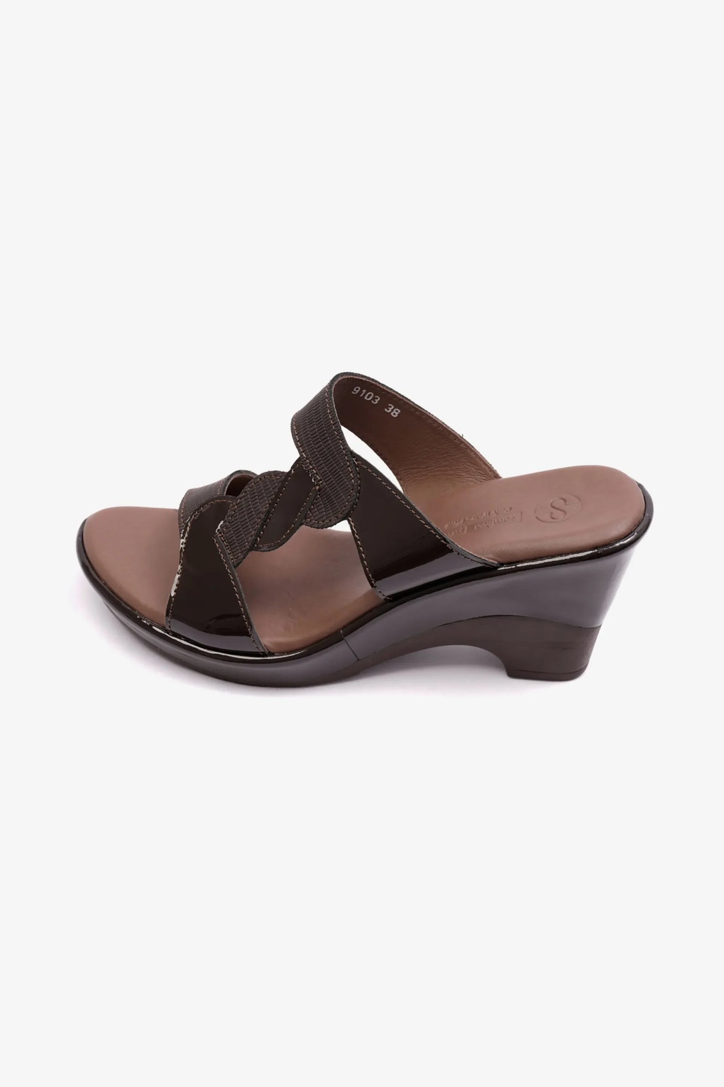 Comfort Plus Women's High Heel Patent Leather Sandals Brown LSDCP9103