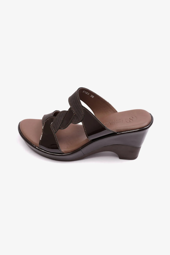Comfort Plus Women's High Heel Patent Leather Sandals Brown LSDCP9103