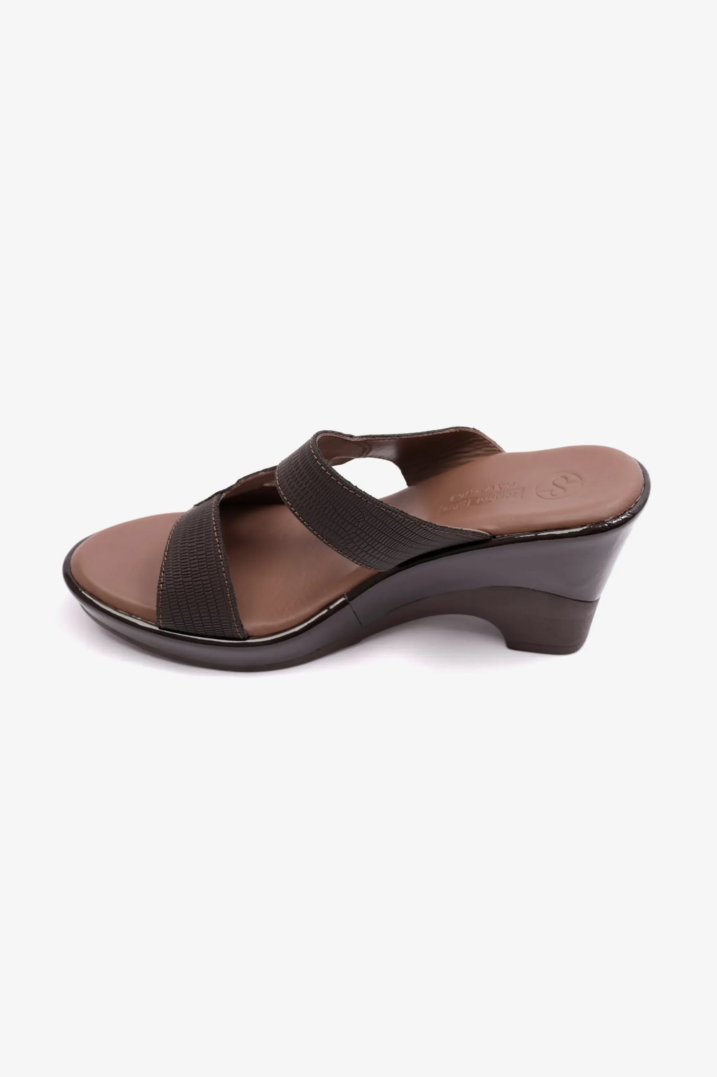 Comfort Plus Women's High Heel Patent Leather Sandals Brown LSDCP9103