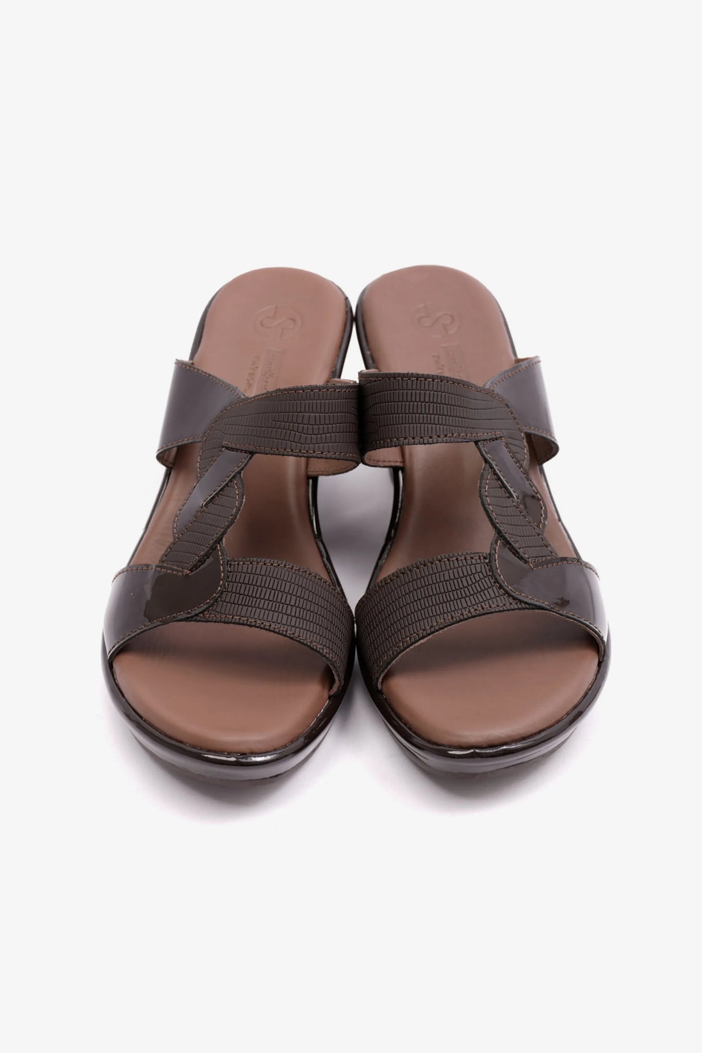 Comfort Plus Women's High Heel Patent Leather Sandals Brown LSDCP9103
