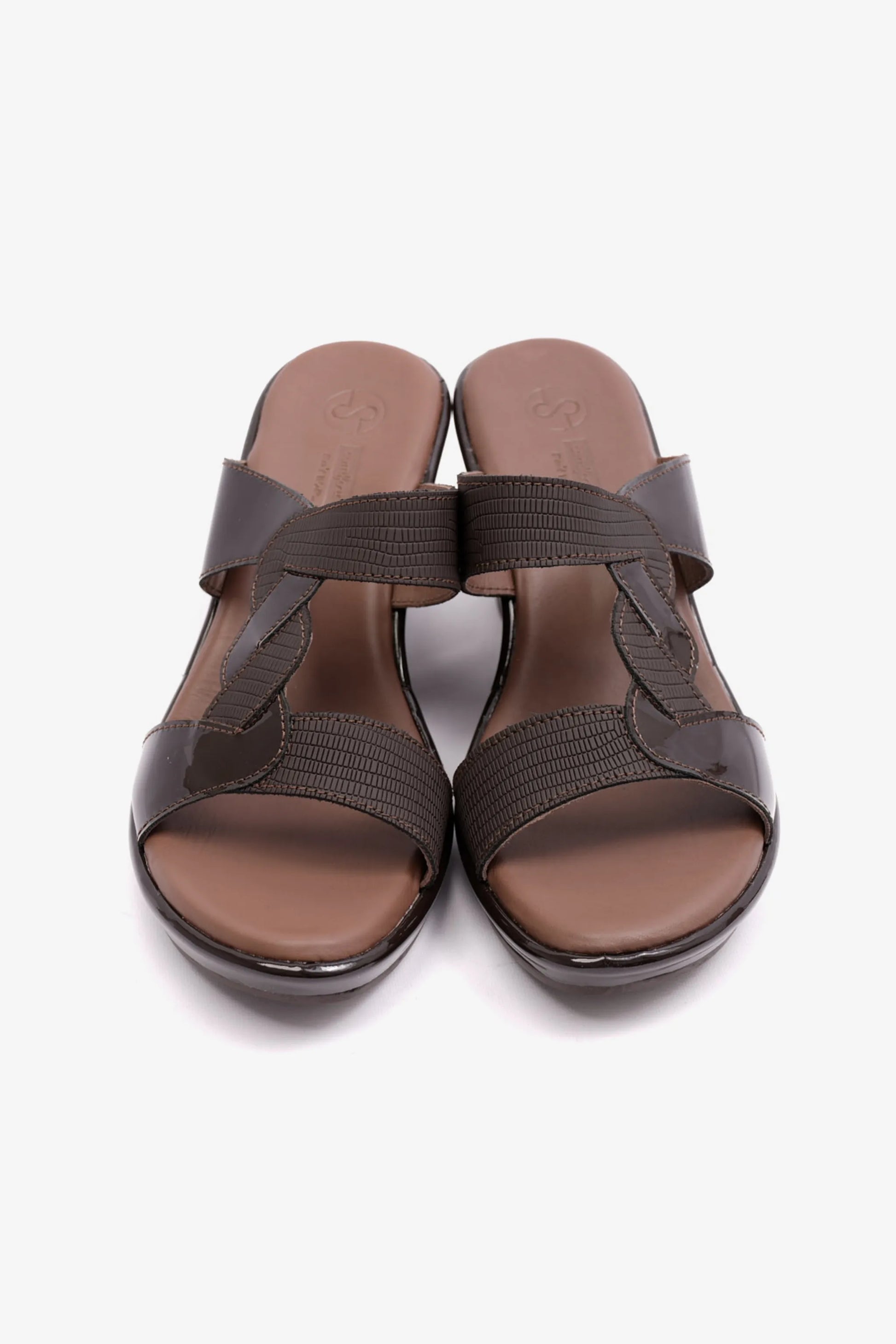 Comfort Plus Women's High Heel Patent Leather Sandals Brown LSDCP9103