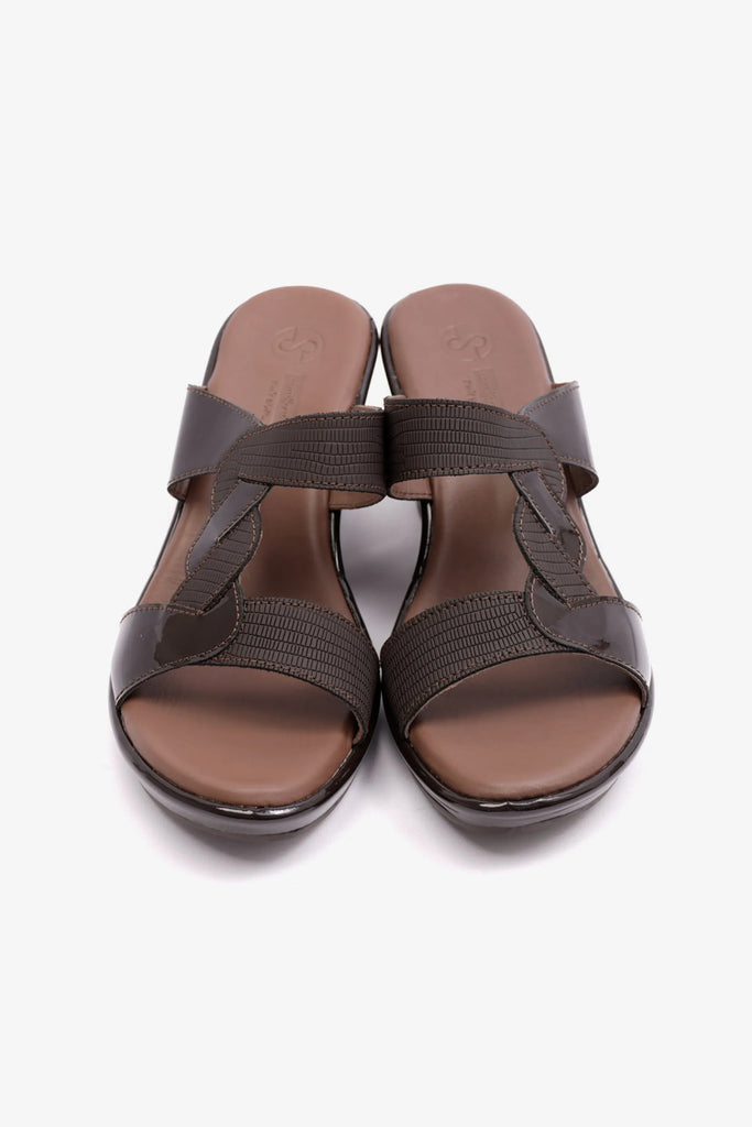Comfort Plus Women's High Heel Patent Leather Sandals Brown LSDCP9103