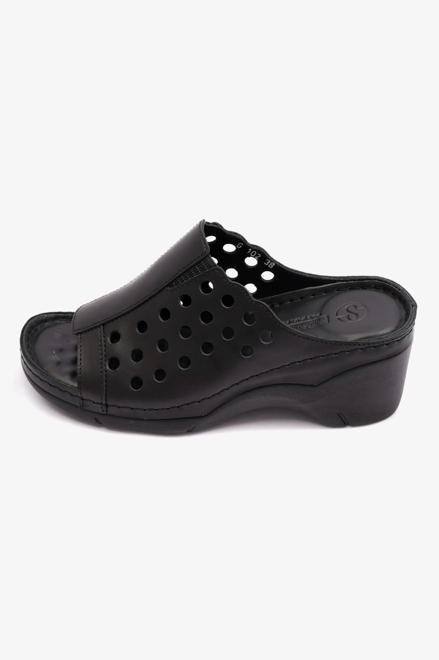 Comfort Plus Women's Slip-On Wedge Sandals Black LSDCPGG102