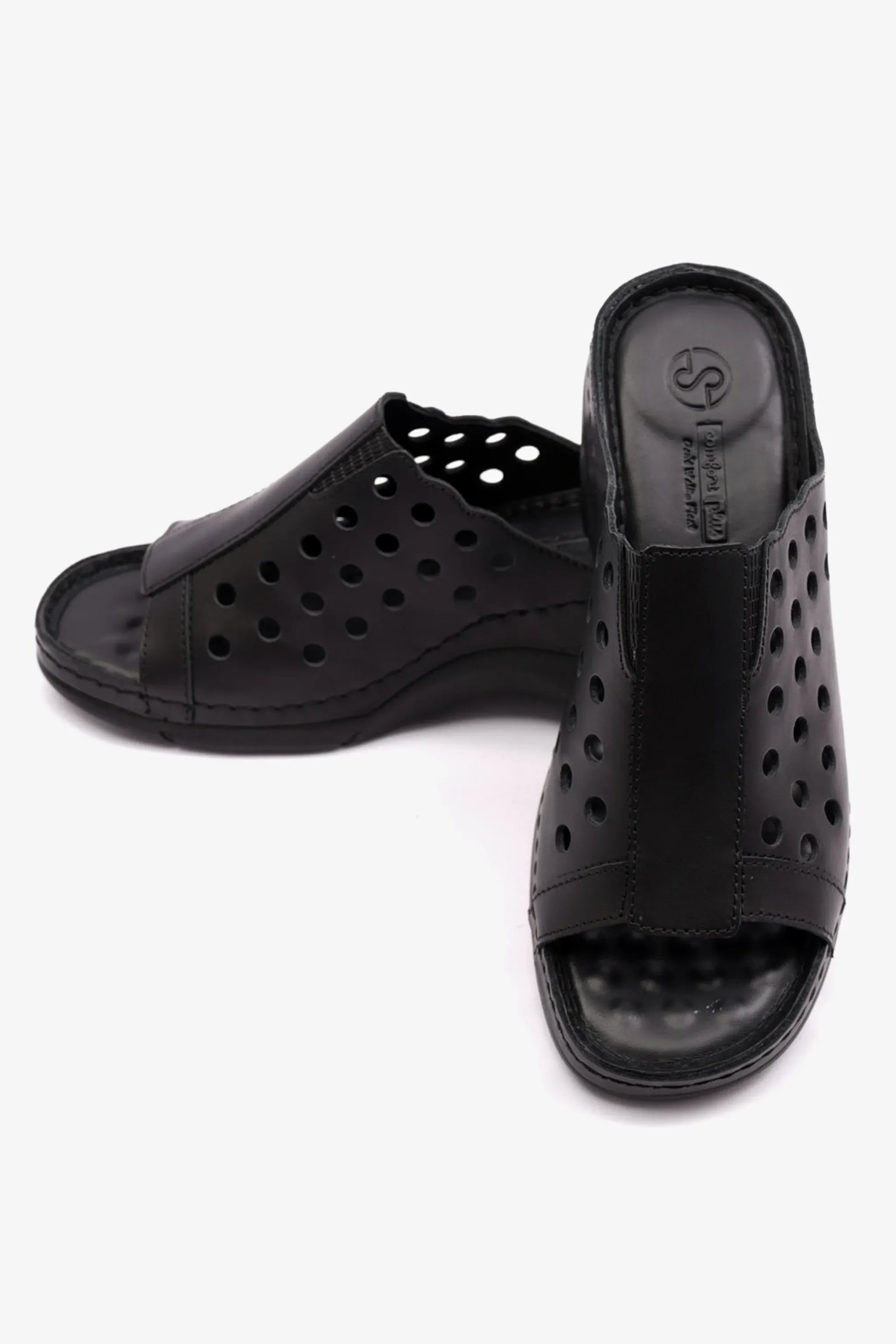 Comfort Plus Women's Slip-On Wedge Sandals Black LSDCPGG102