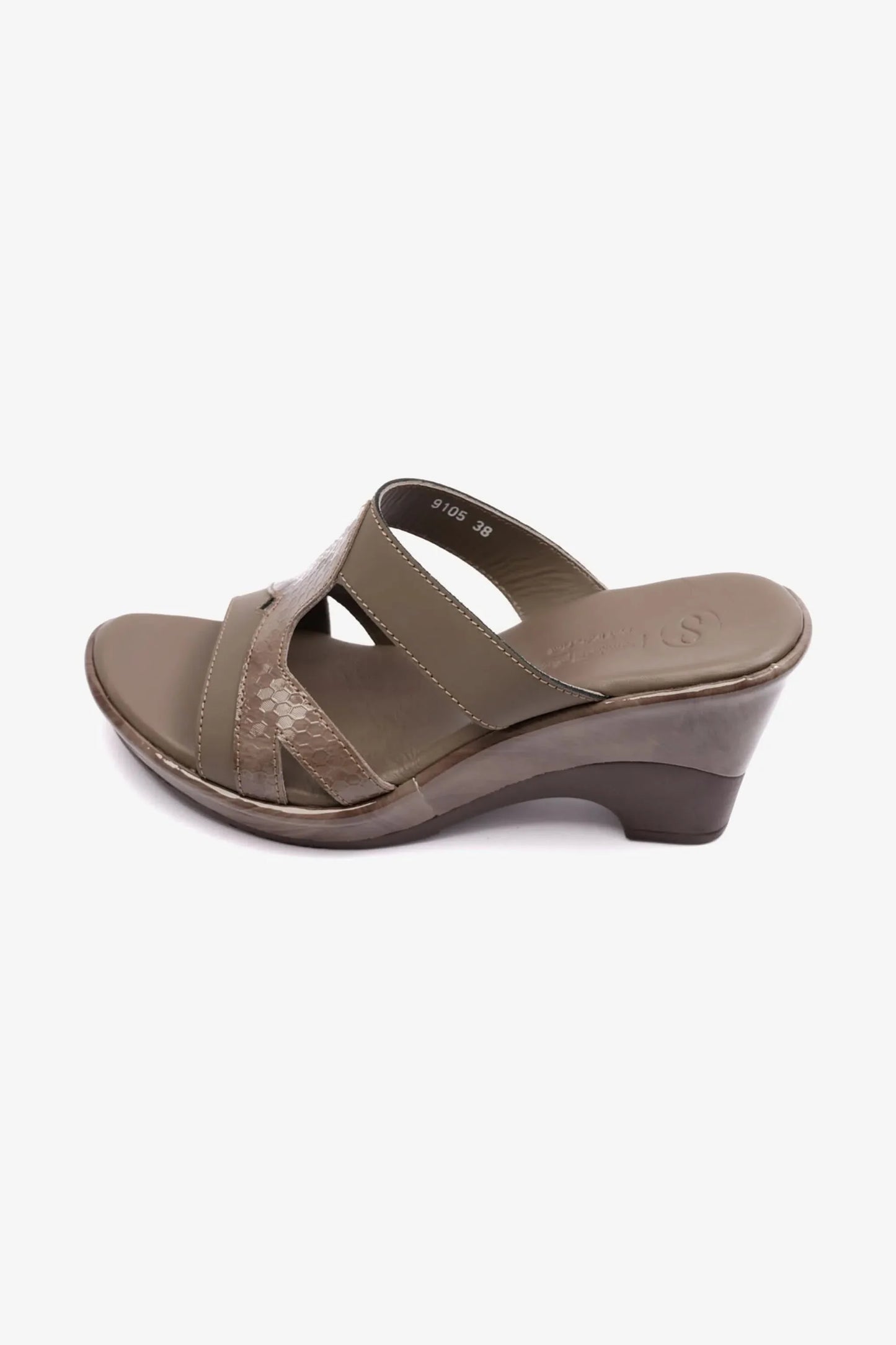 Comfort Plus Women's Matt Leather High Heel Sandals Truffle LSDCP9105