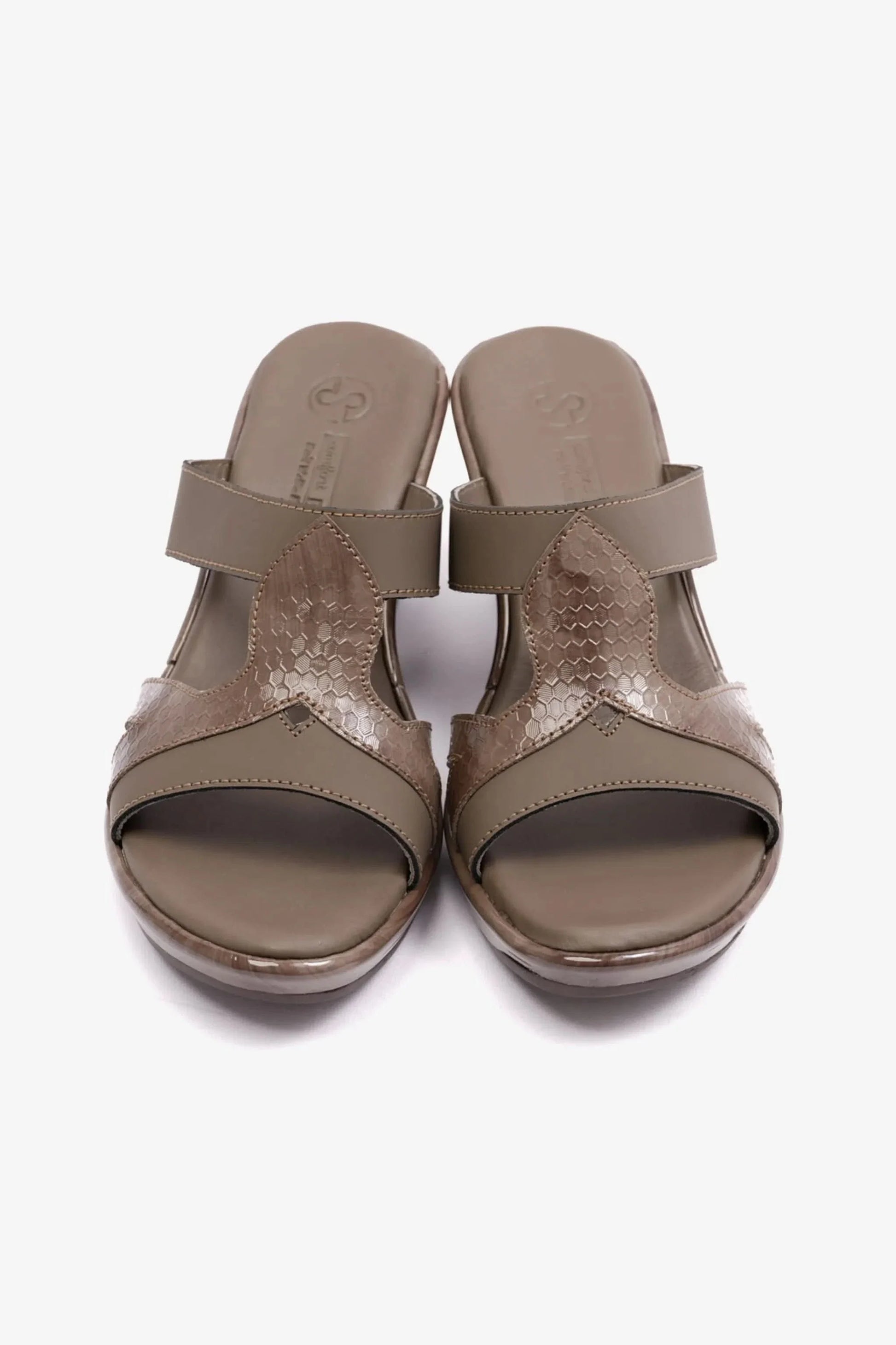Comfort Plus Women's Matt Leather High Heel Sandals Truffle LSDCP9105