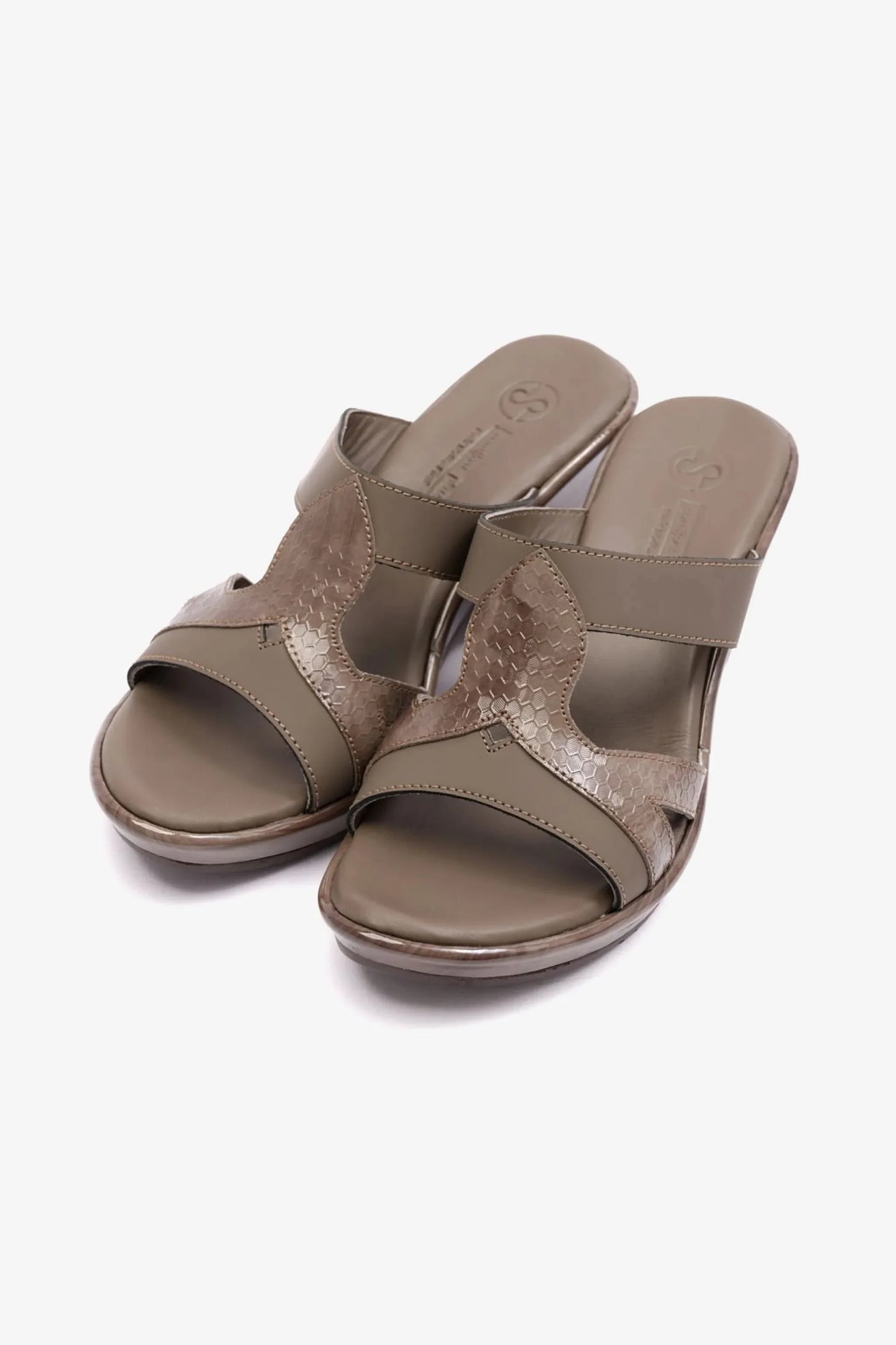 Comfort Plus Women's Matt Leather High Heel Sandals Truffle LSDCP9105