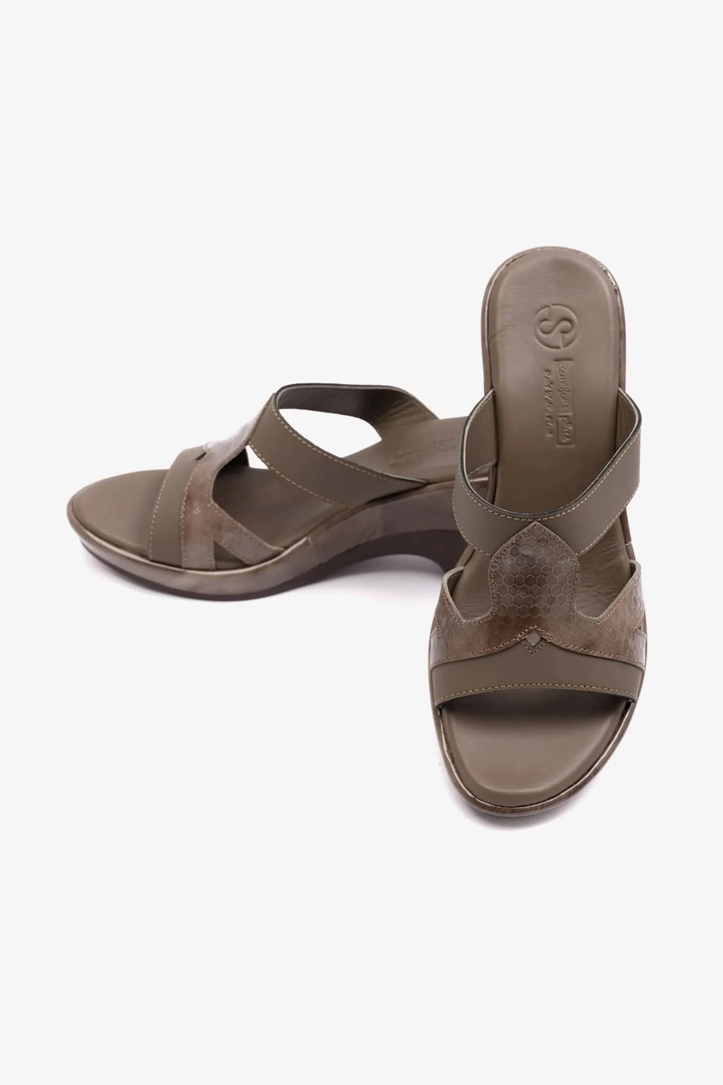 Comfort Plus Women's Matt Leather High Heel Sandals Truffle LSDCP9105