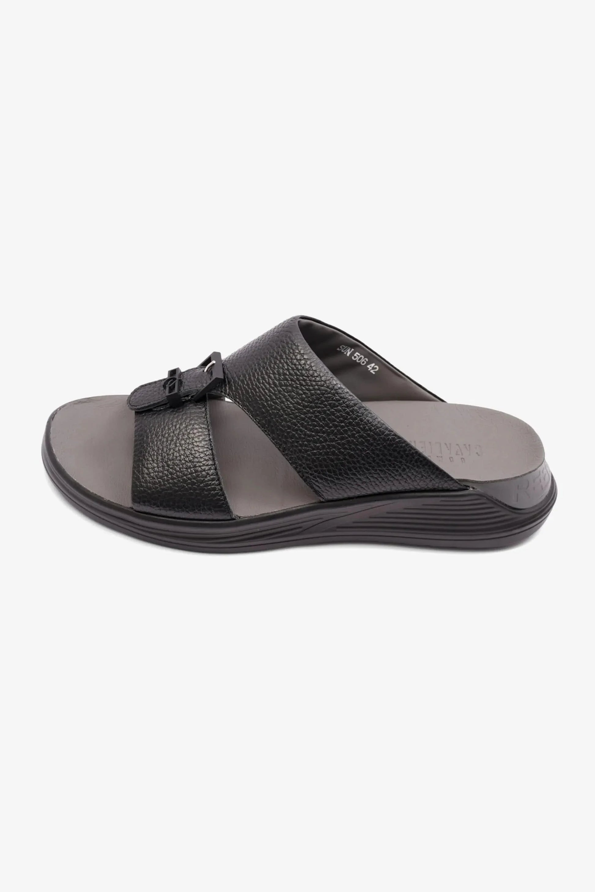 Cavalier Uomo Men's Embossed Leather Arabic Sandals Black MSDCVSUN506