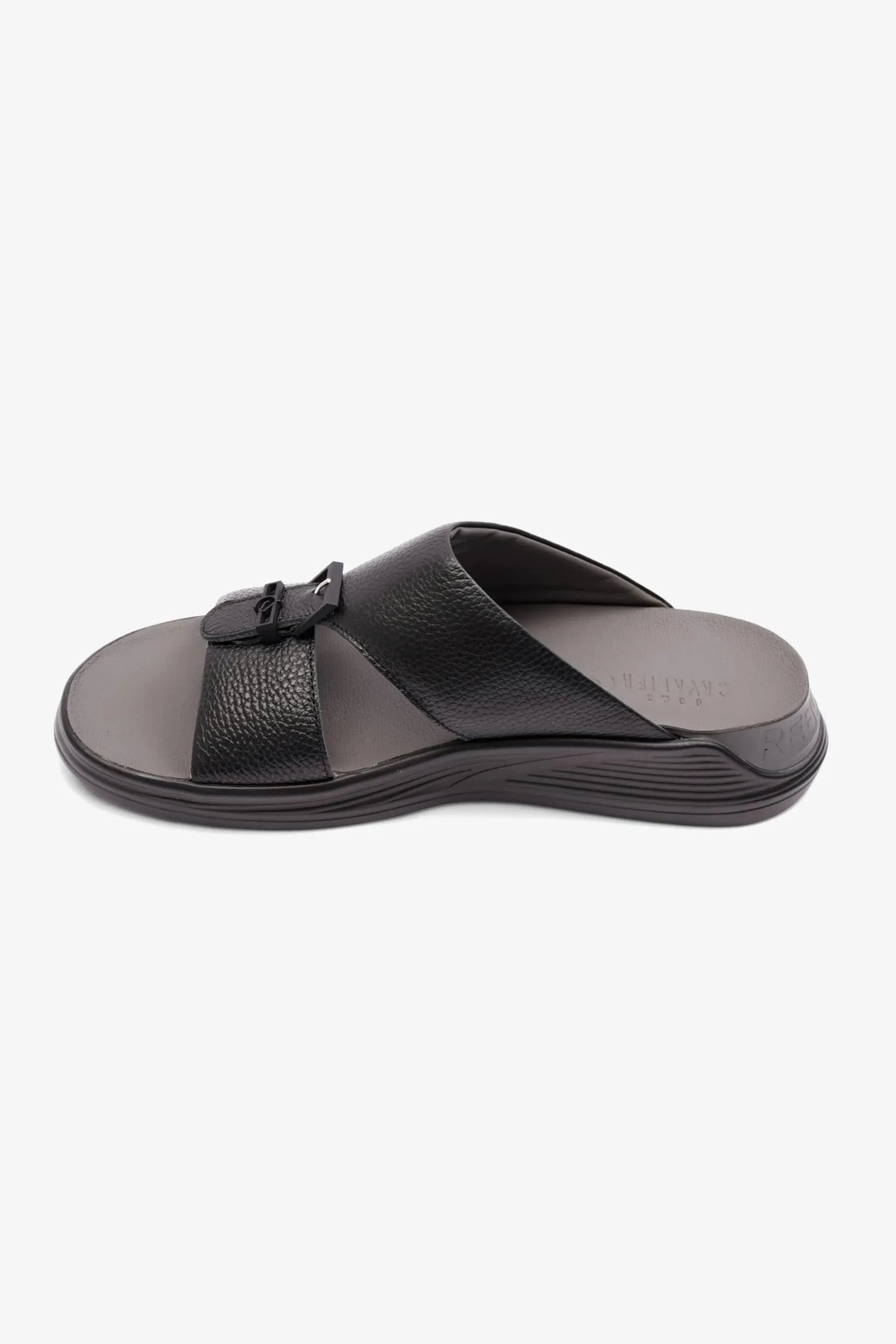 Cavalier Uomo Men's Embossed Leather Arabic Sandals Black MSDCVSUN506
