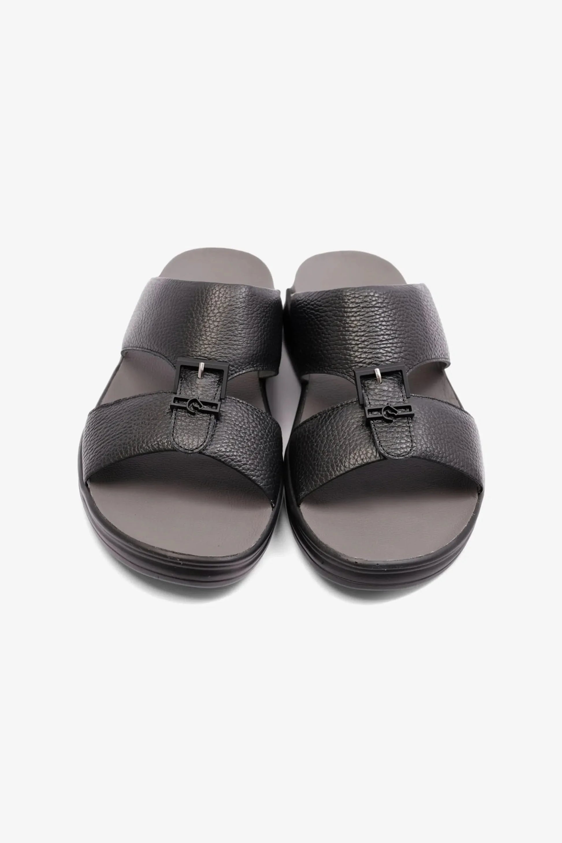 Cavalier Uomo Men's Embossed Leather Arabic Sandals Black MSDCVSUN506