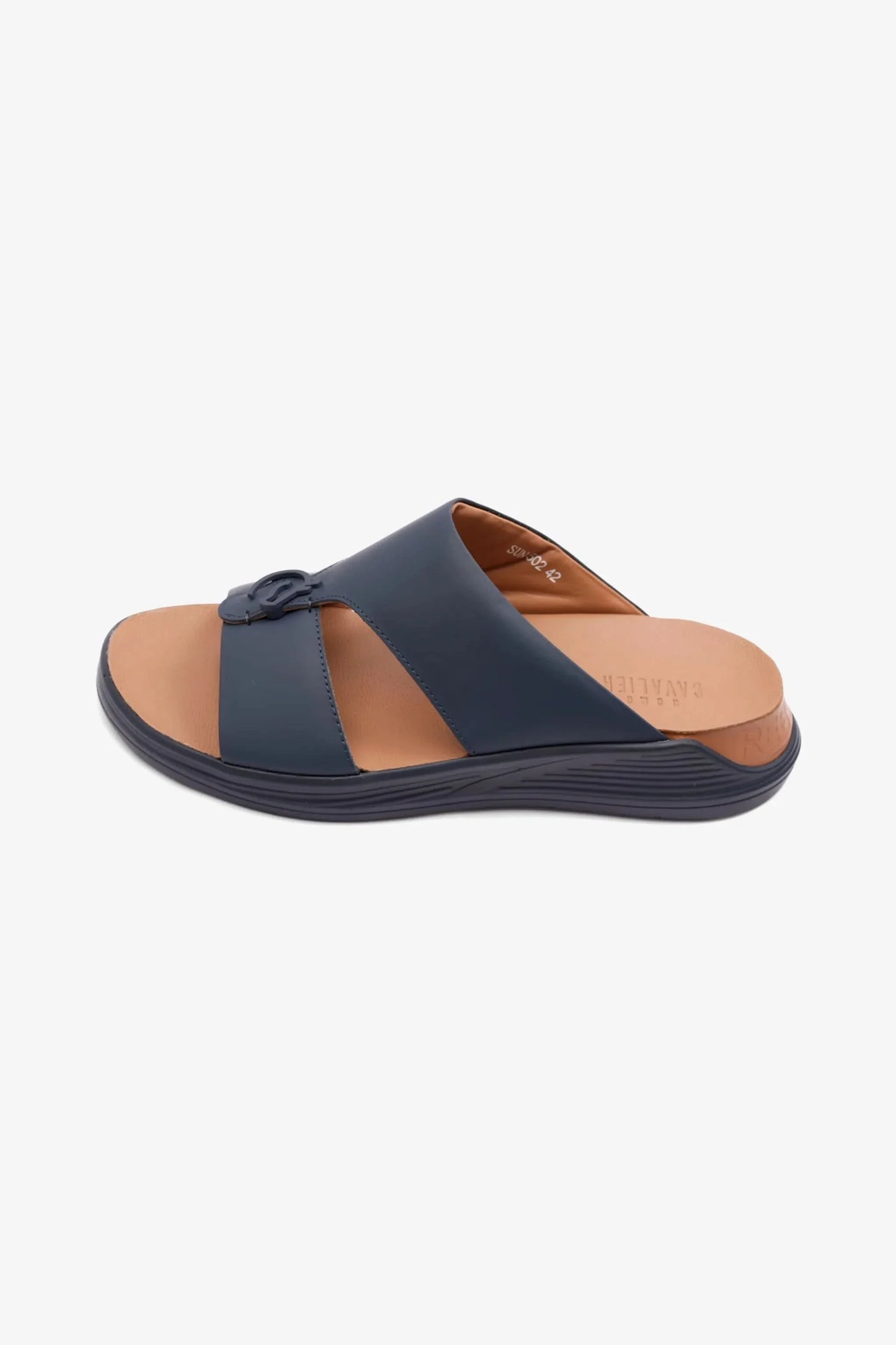Cavalier Uomo Men's Embossed Leather Arabic Sandals Navy MSDCVSUN502