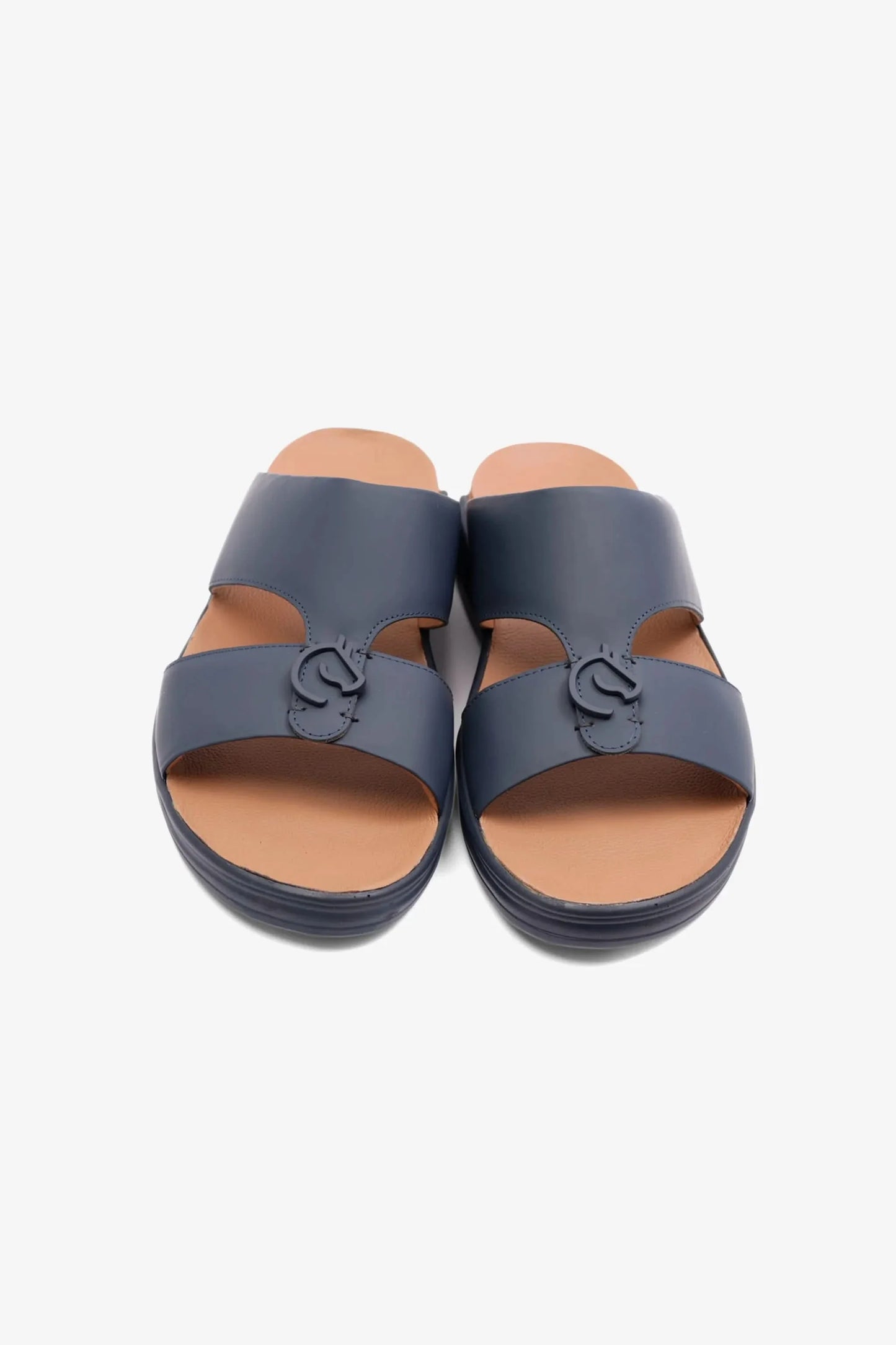 Cavalier Uomo Men's Embossed Leather Arabic Sandals Navy MSDCVSUN502