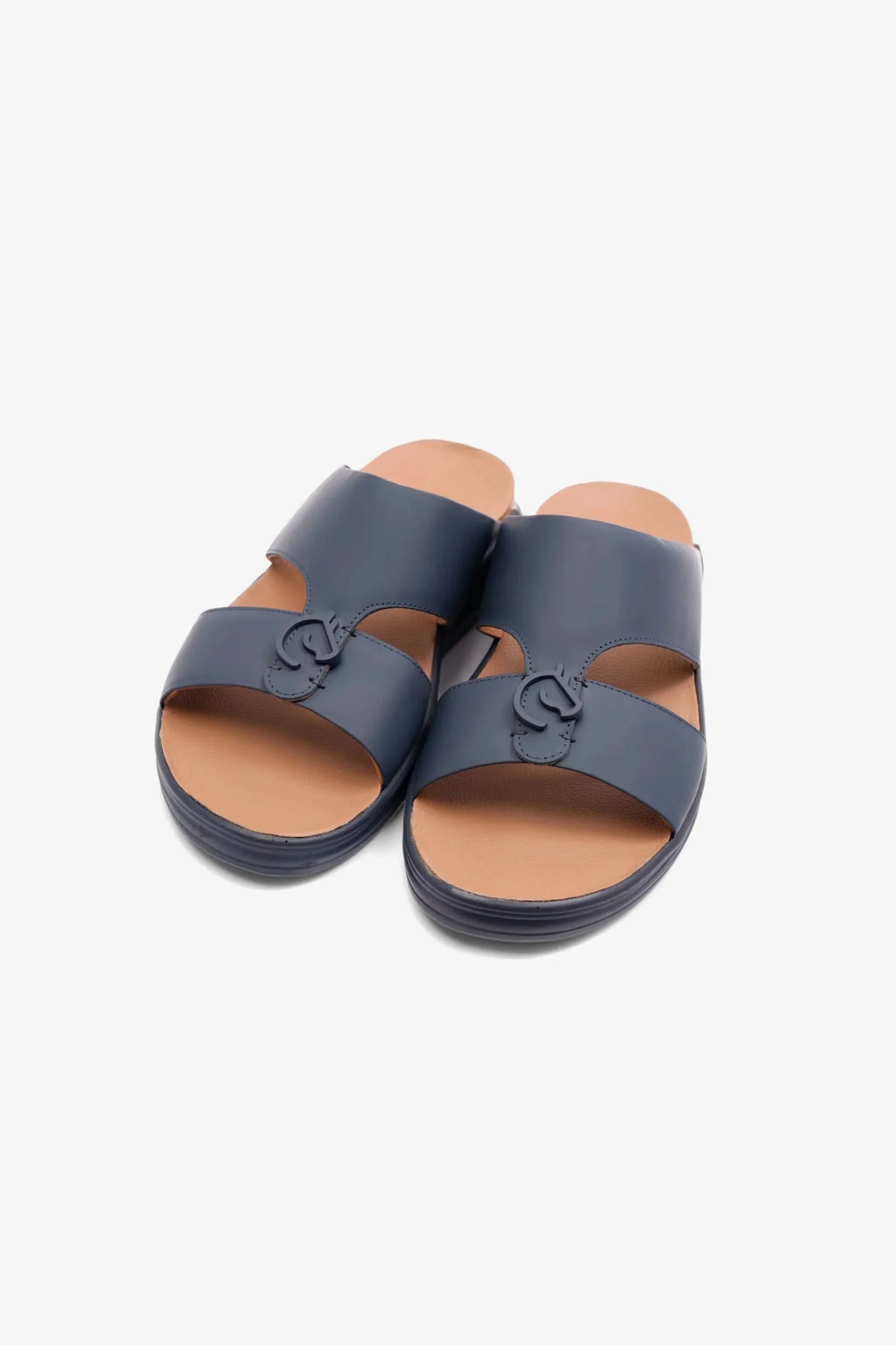 Cavalier Uomo Men's Embossed Leather Arabic Sandals Navy MSDCVSUN502
