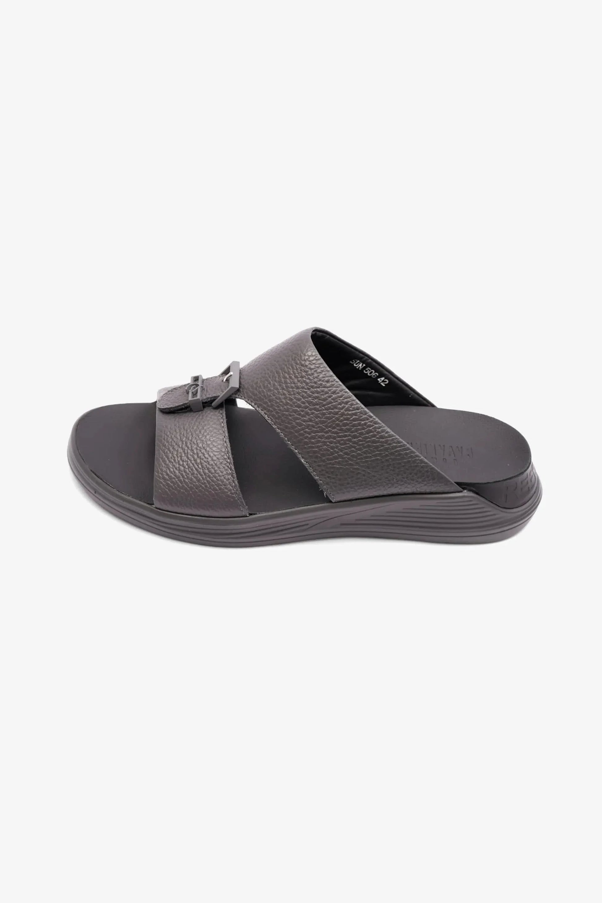 Cavalier Uomo Men's Embossed Leather Arabic Sandals Asfalto MSDCVSUN506