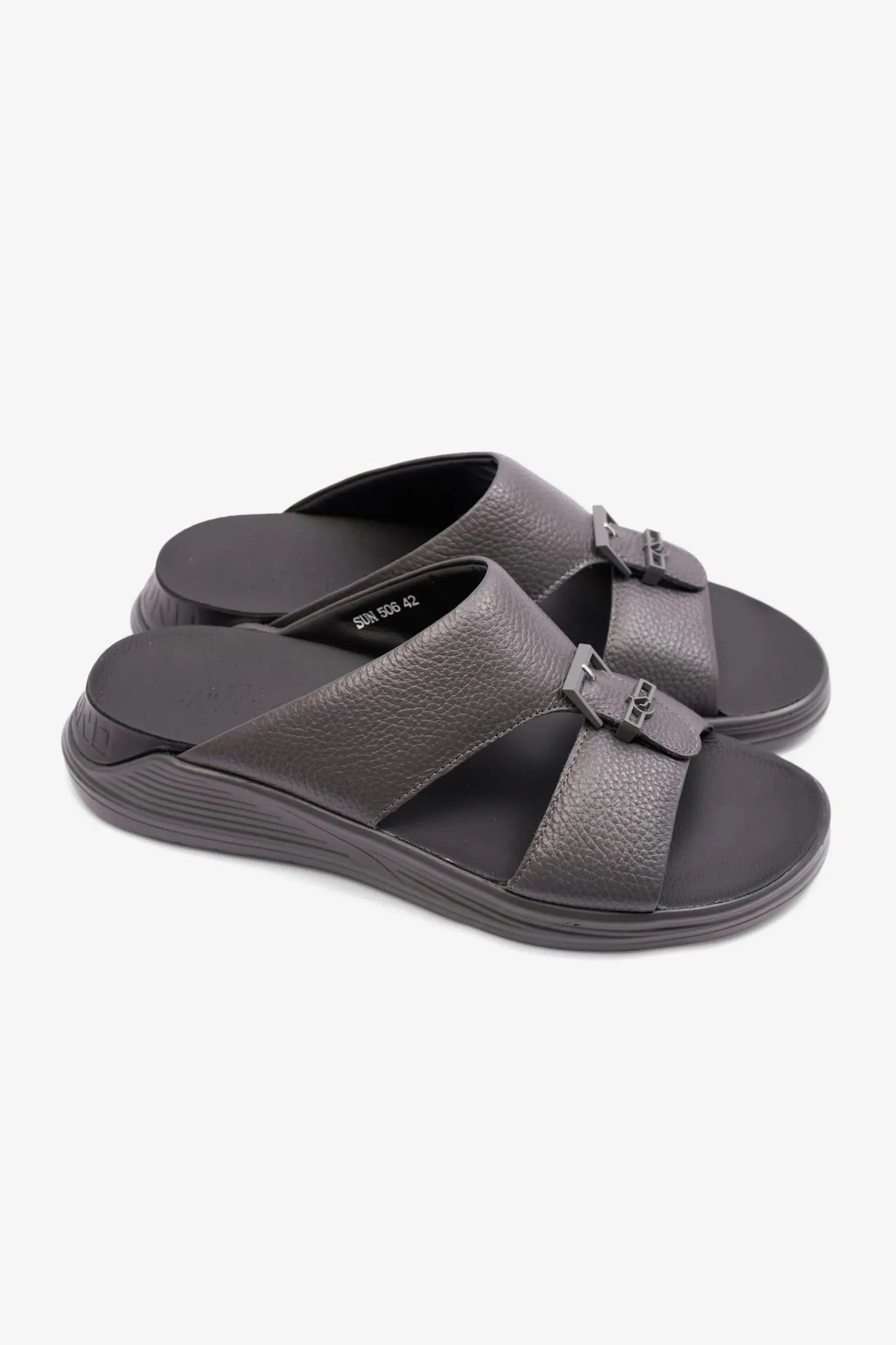 Cavalier Uomo Men's Embossed Leather Arabic Sandals Asfalto MSDCVSUN506
