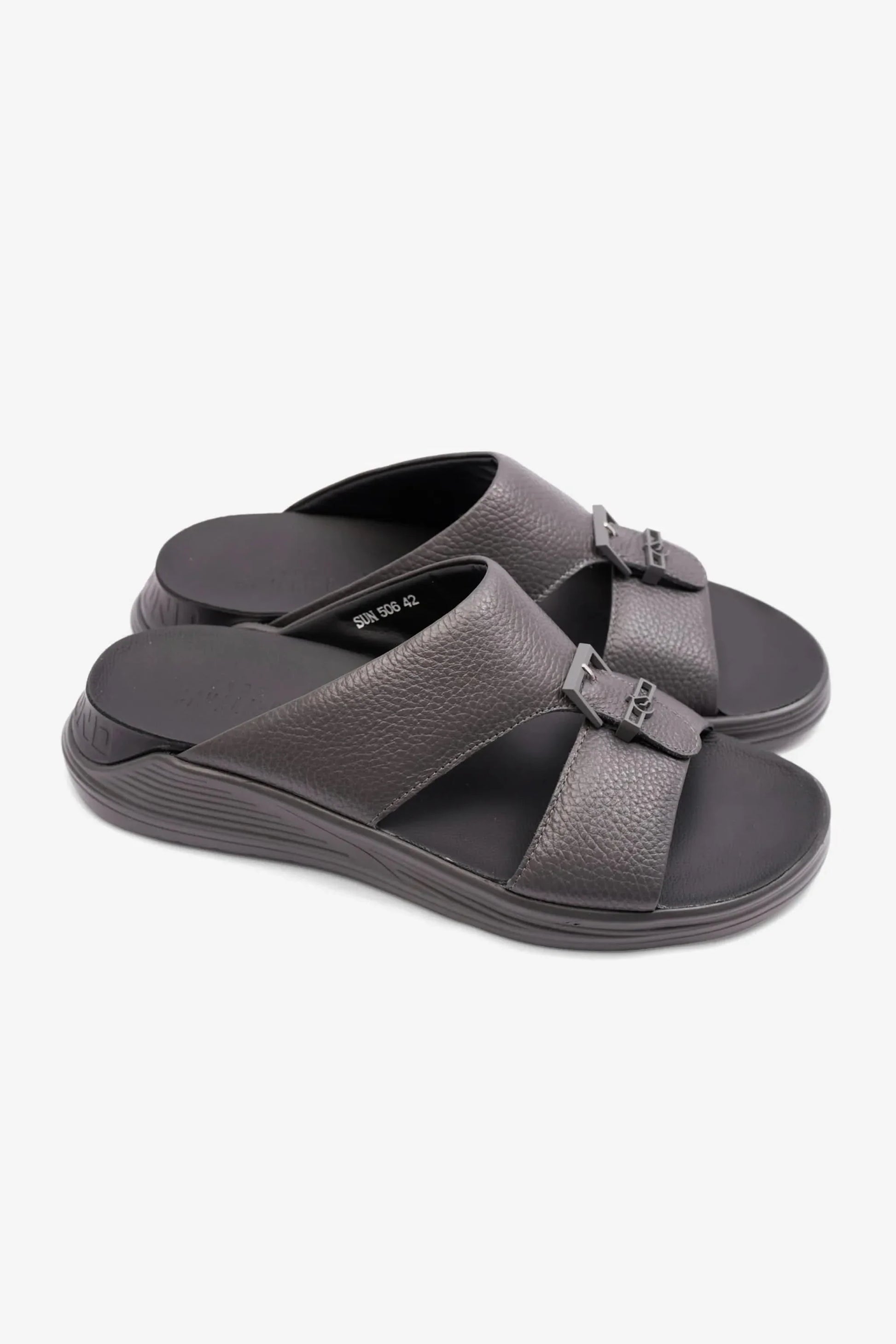 Cavalier Uomo Men's Embossed Leather Arabic Sandals Asfalto MSDCVSUN506