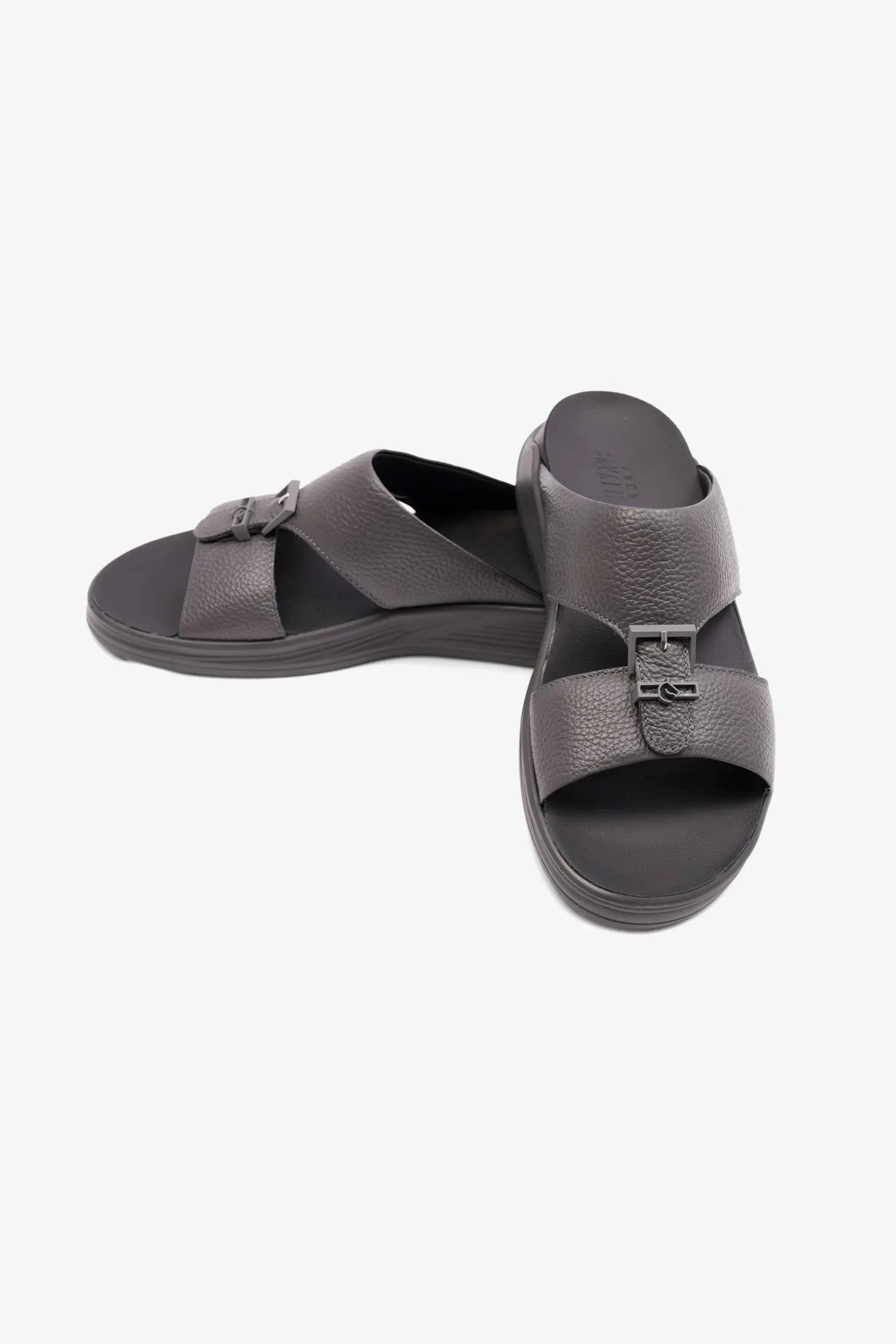 Cavalier Uomo Men's Embossed Leather Arabic Sandals Asfalto MSDCVSUN506