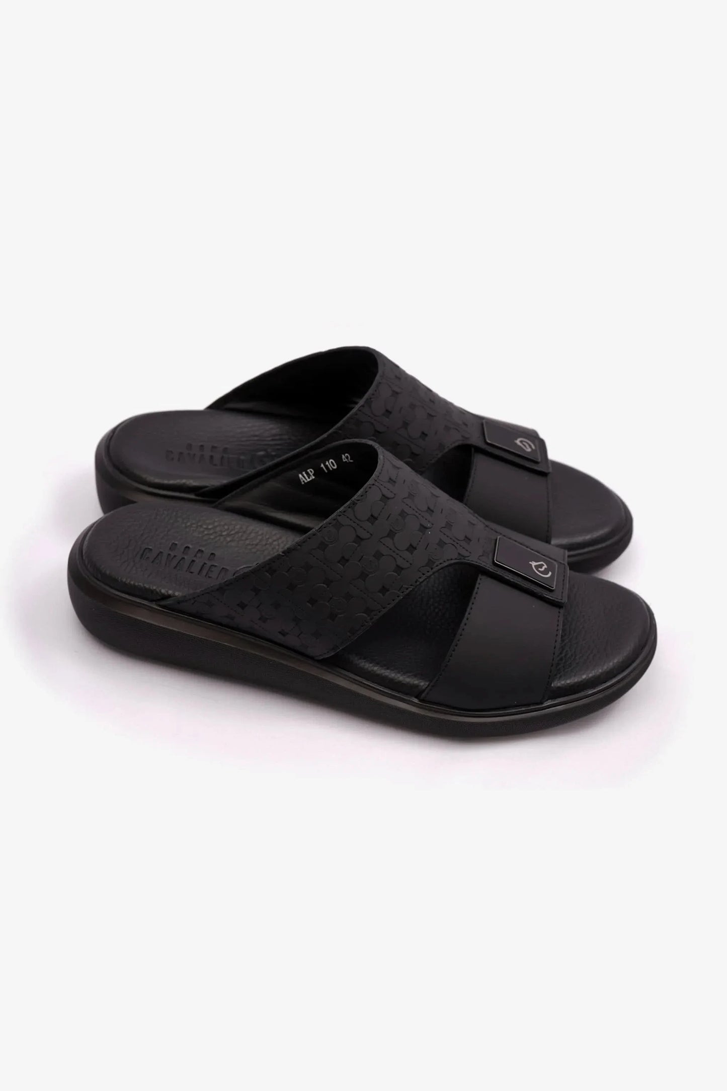 Cavalier Uomo Men's Stylish Trim Arabic Sandals Black MSDCVALP110