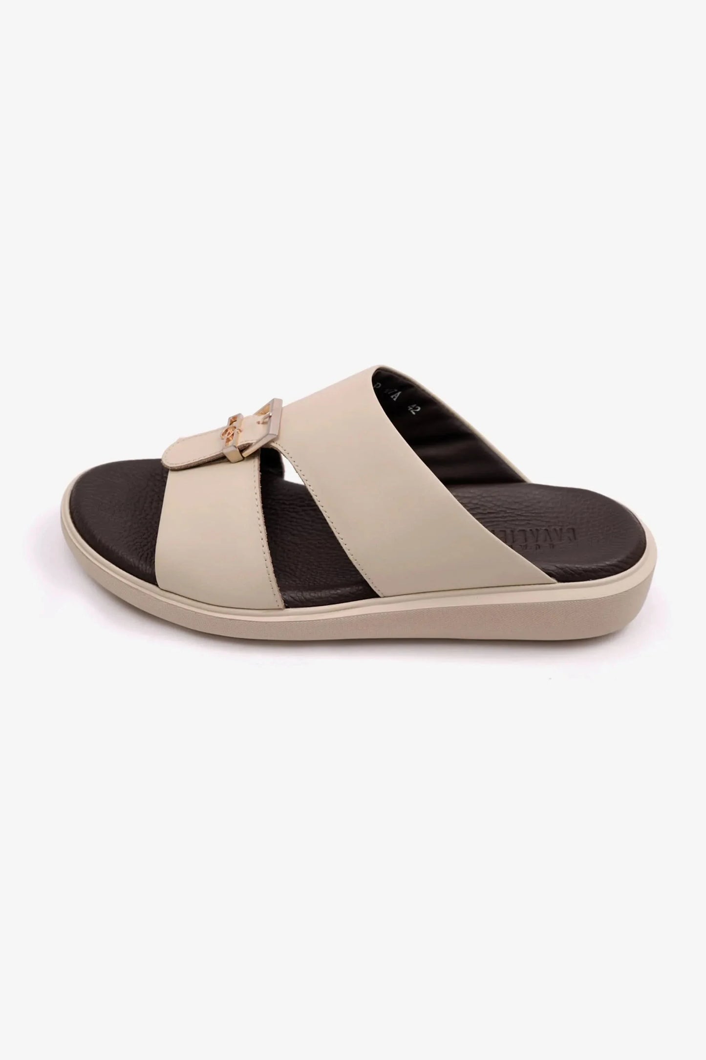 Cavalier Uomo Men's Leather Arabic Sandals Cream MSDCVALP107A