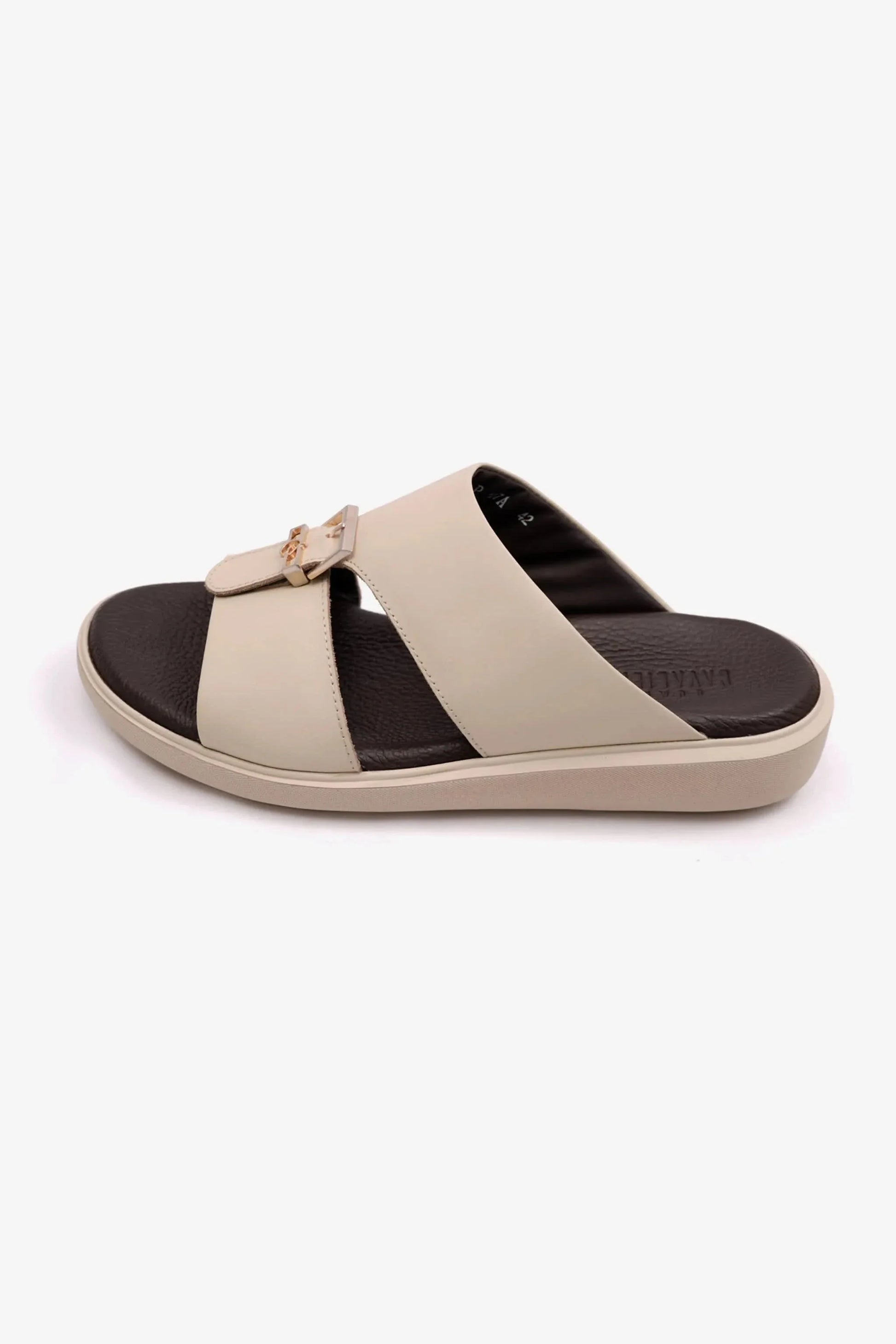 Cavalier Uomo Men's Leather Arabic Sandals Cream MSDCVALP107A