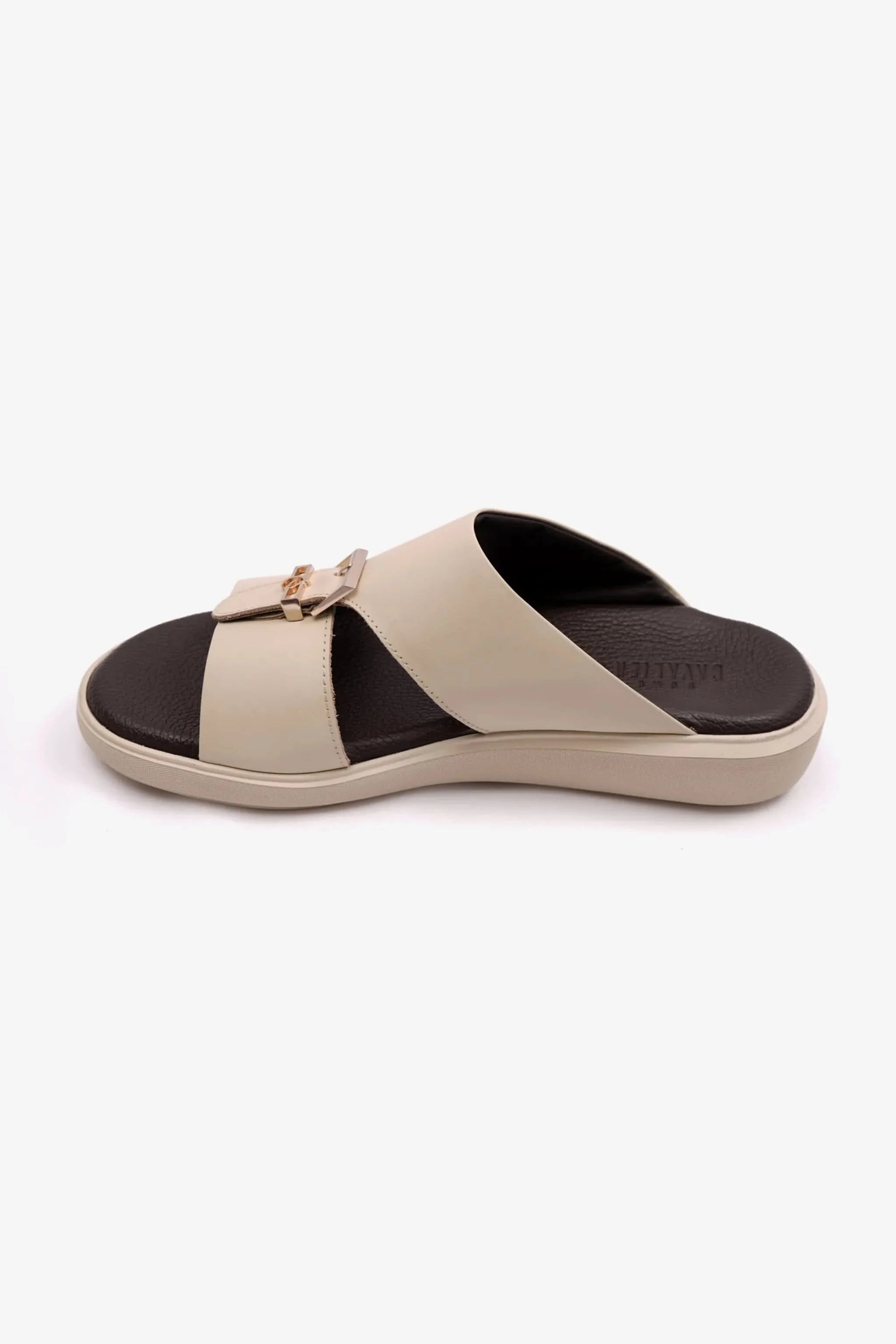 Cavalier Uomo Men's Leather Arabic Sandals Cream MSDCVALP107A