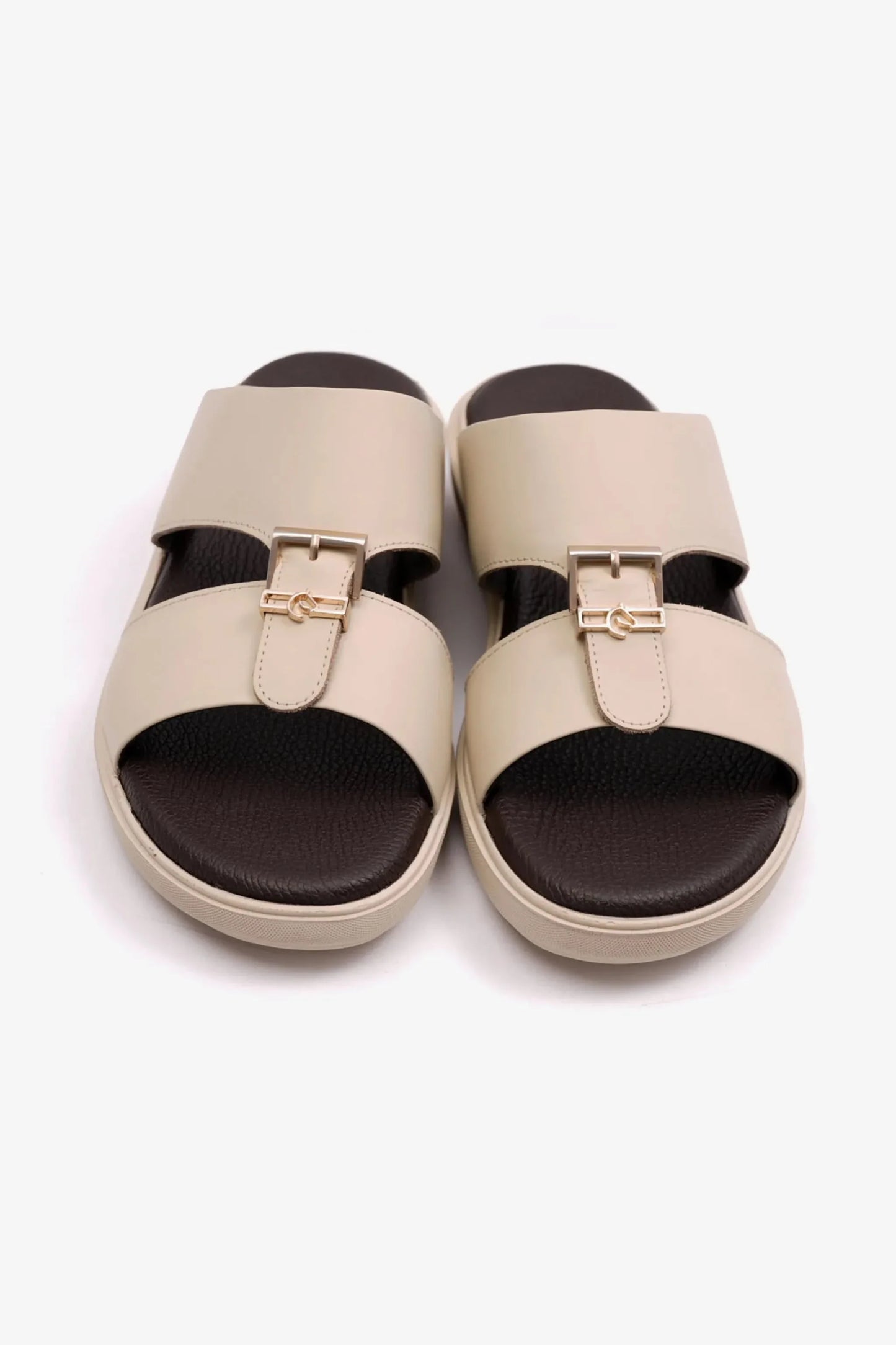 Cavalier Uomo Men's Leather Arabic Sandals Cream MSDCVALP107A