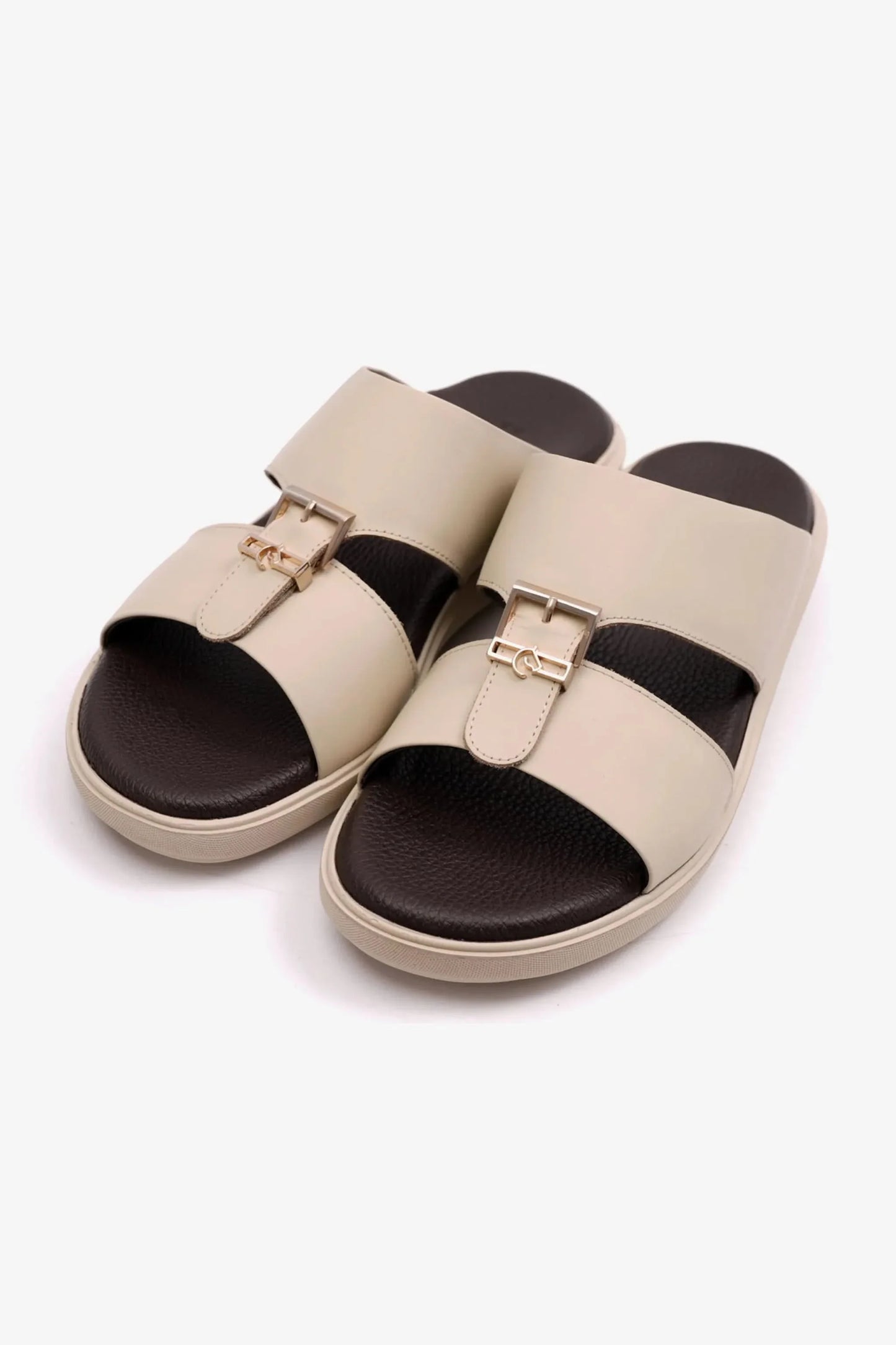 Cavalier Uomo Men's Leather Arabic Sandals Cream MSDCVALP107A