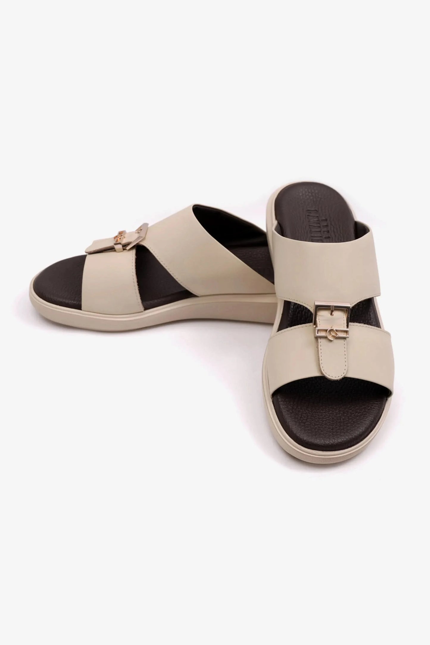 Cavalier Uomo Men's Leather Arabic Sandals Cream MSDCVALP107A