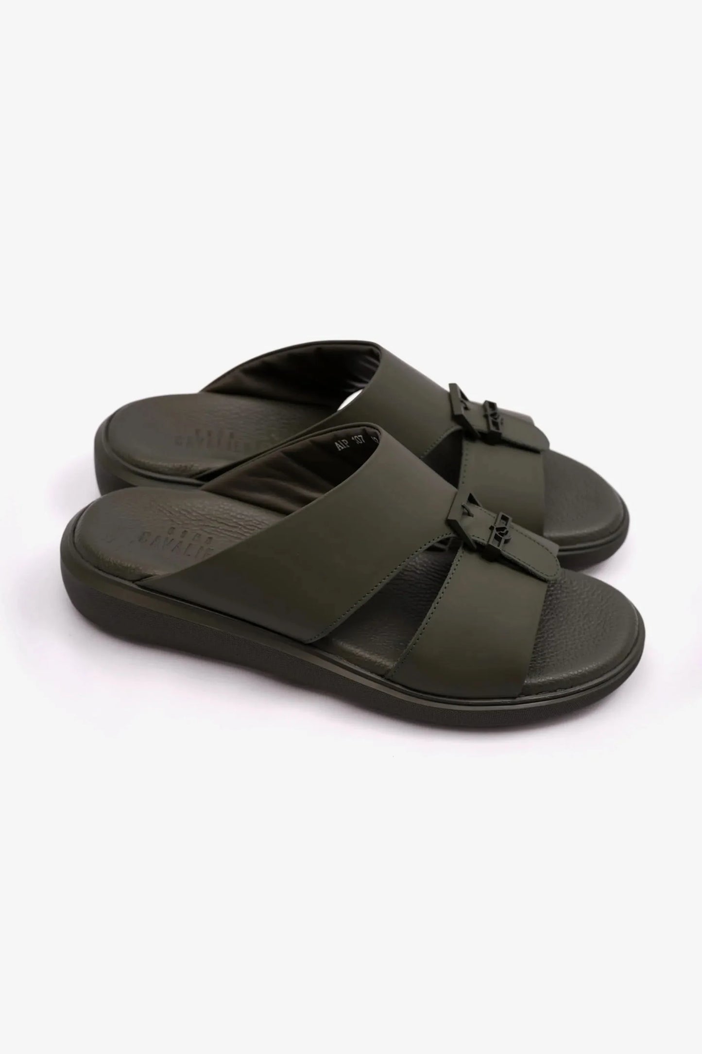 Cavalier Uomo Men's Leather Sandals Olive MSDCVALP107