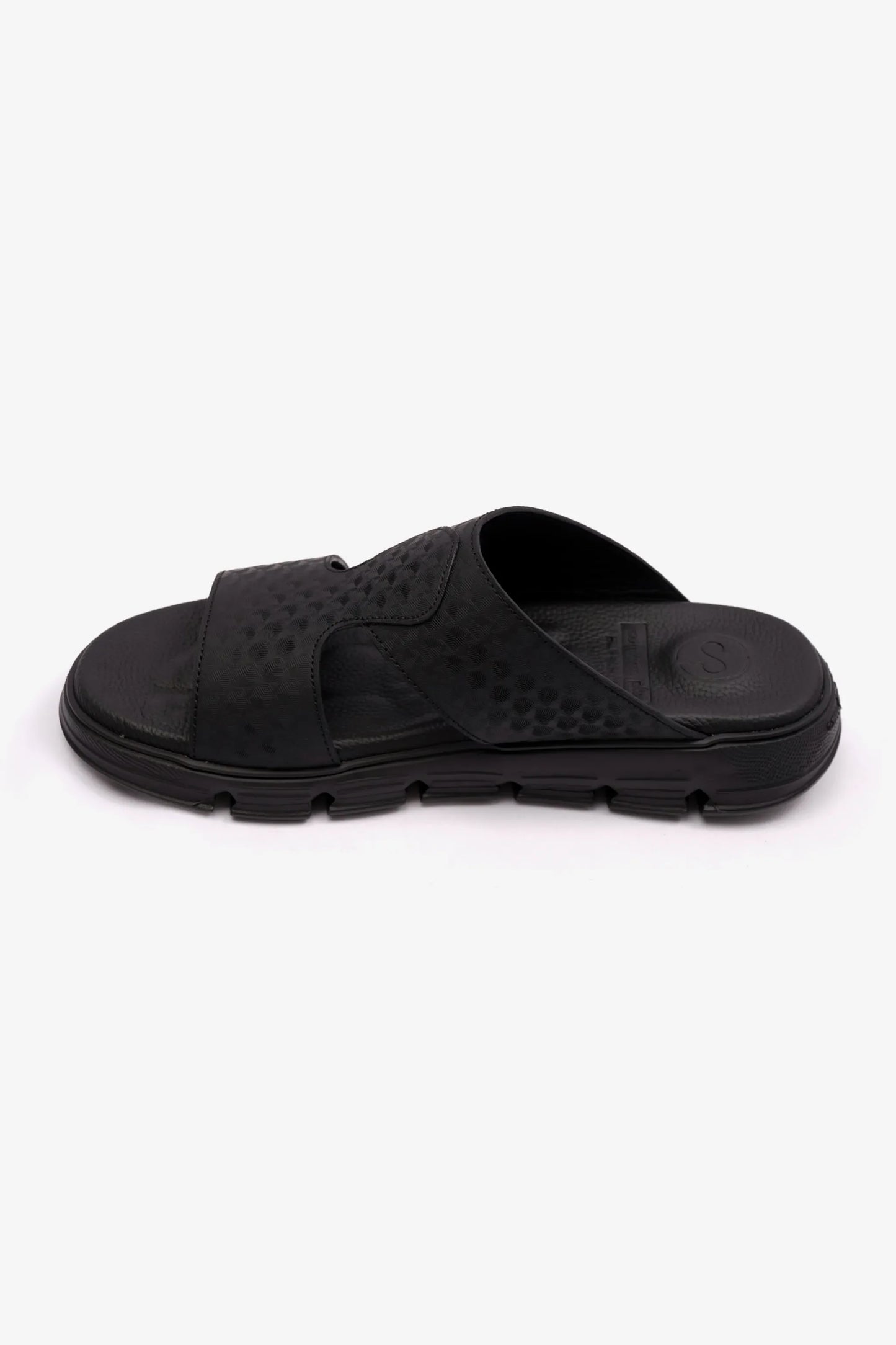 Comfort Plus Men's Embossed Arabic Leather Sandals Black MSDCP1005