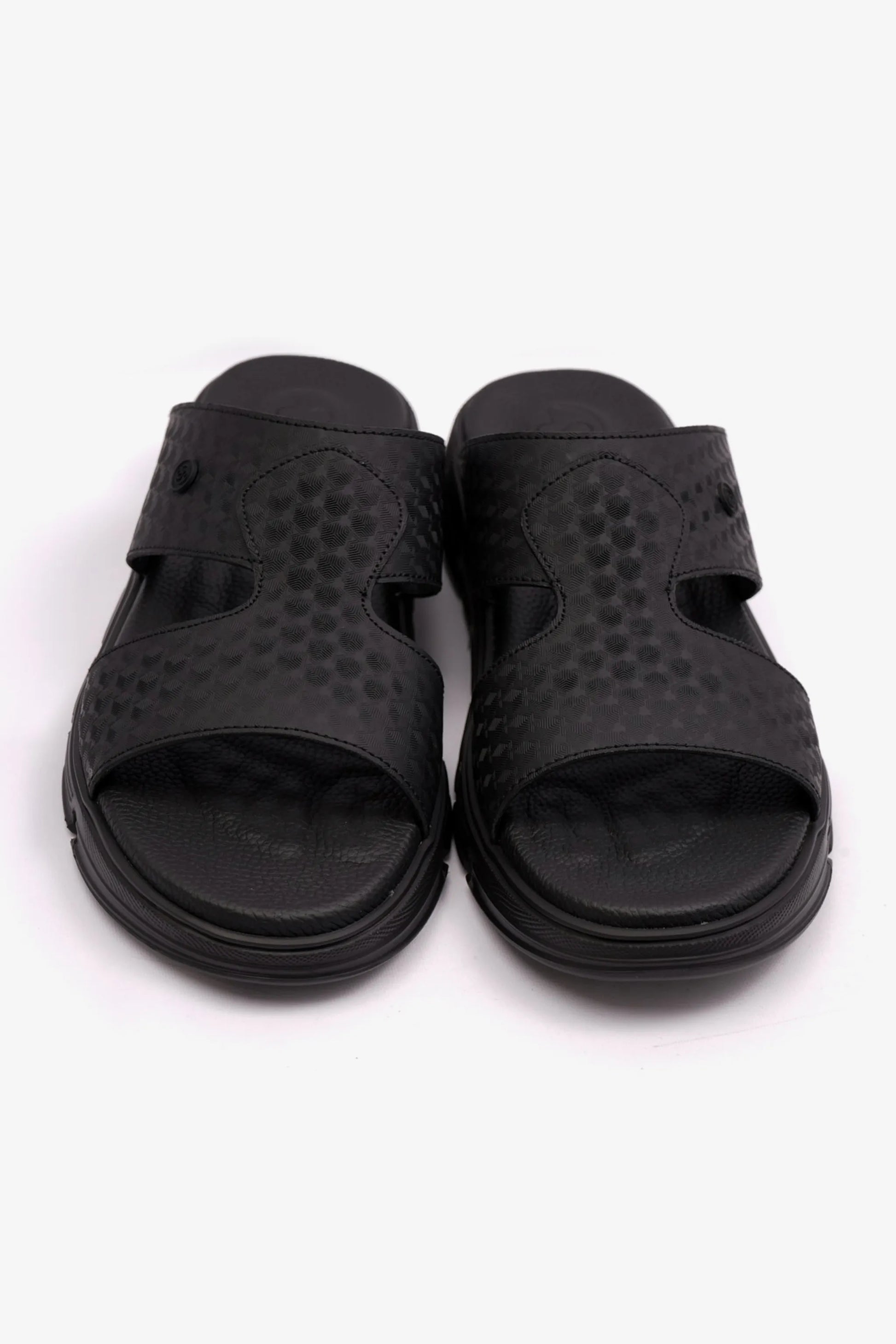 Comfort Plus Men's Embossed Arabic Leather Sandals Black MSDCP1005