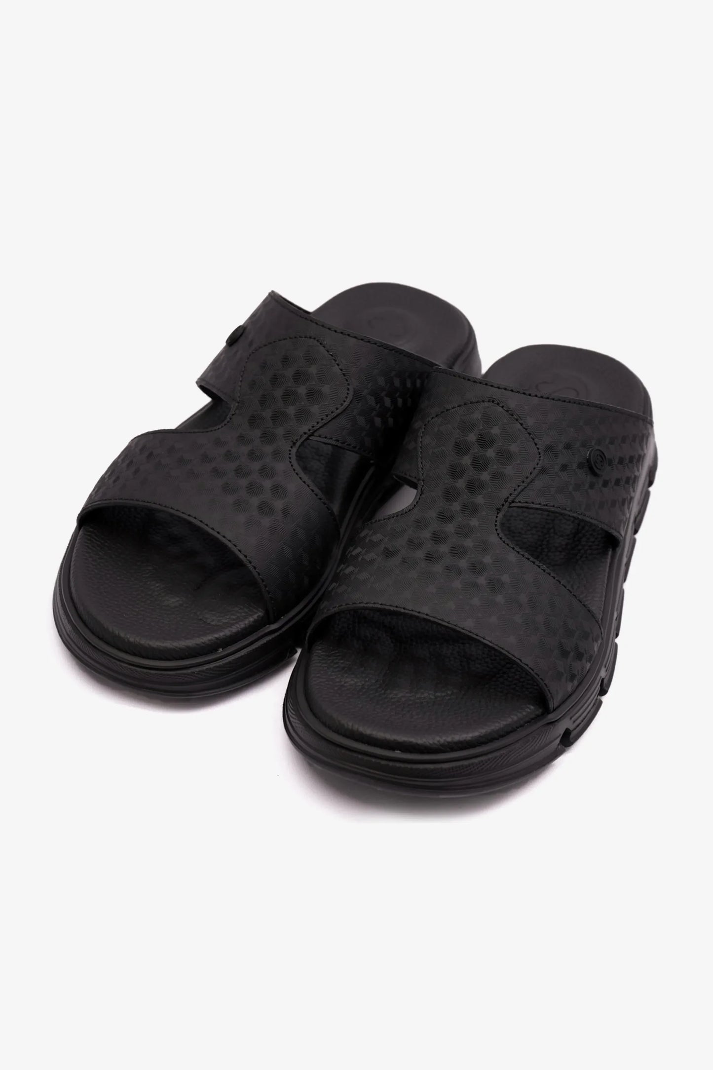 Comfort Plus Men's Embossed Arabic Leather Sandals Black MSDCP1005