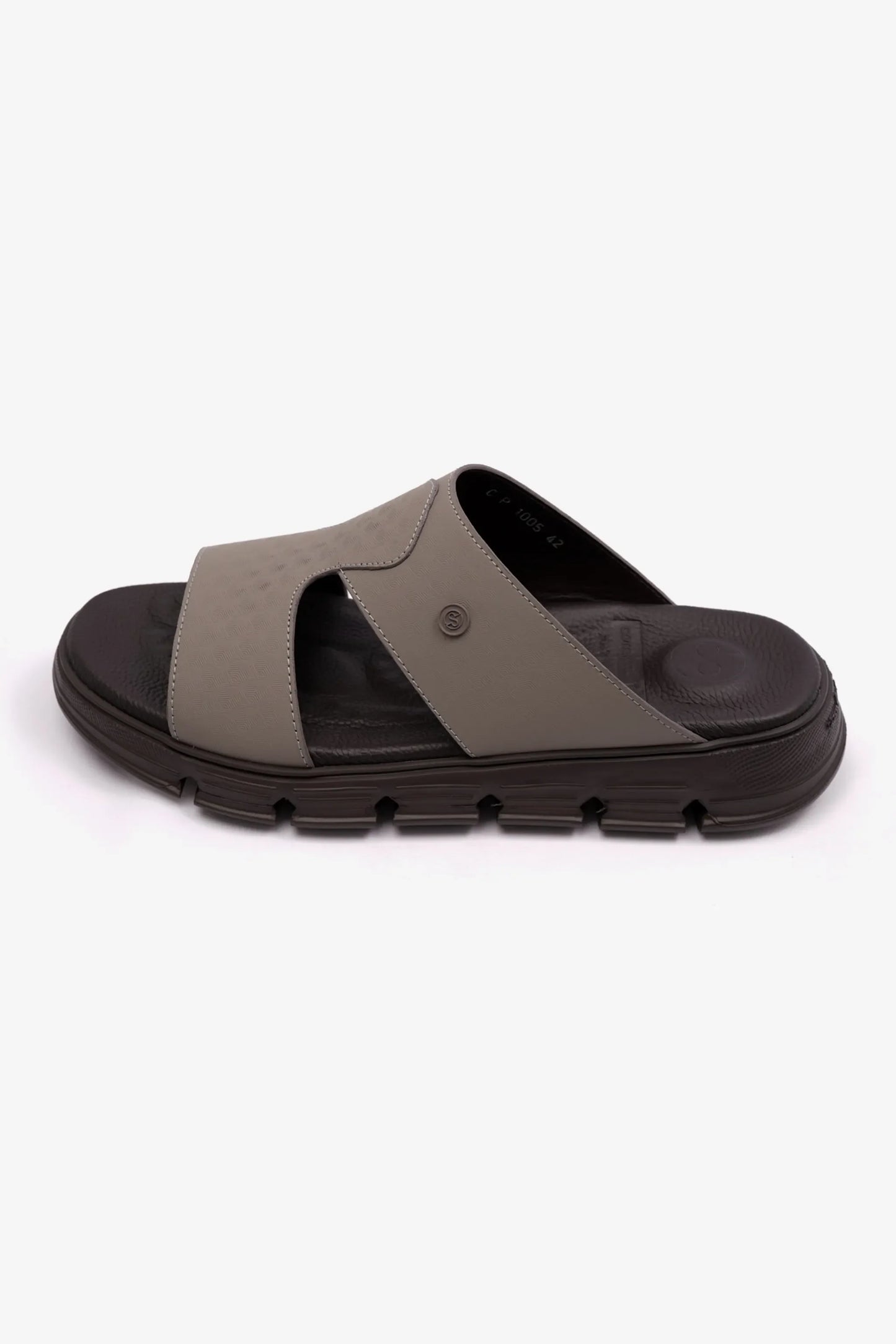 Comfort Plus Men's Embossed Arabic Leather Sandals Stone MSDCP1005