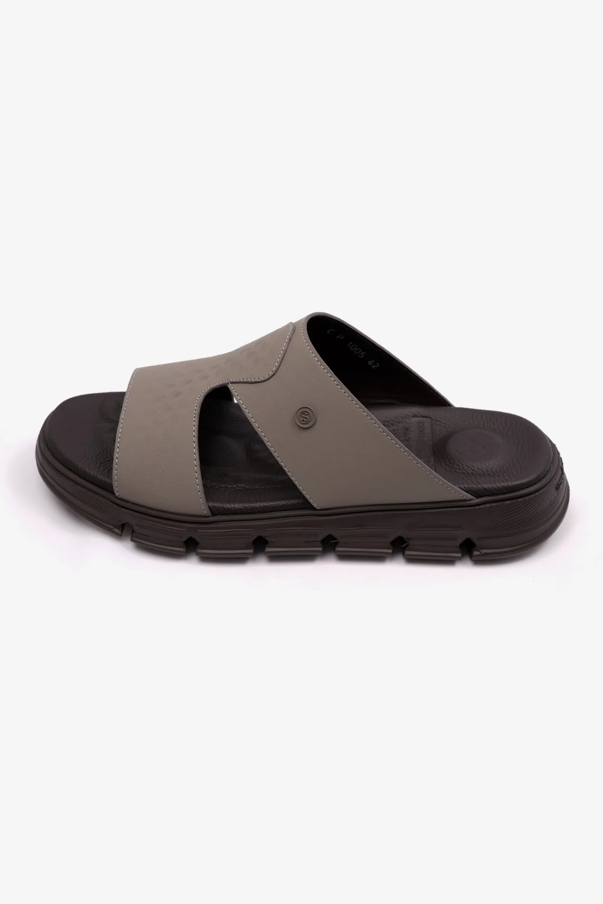 Comfort Plus Men's Embossed Arabic Leather Sandals Stone MSDCP1005