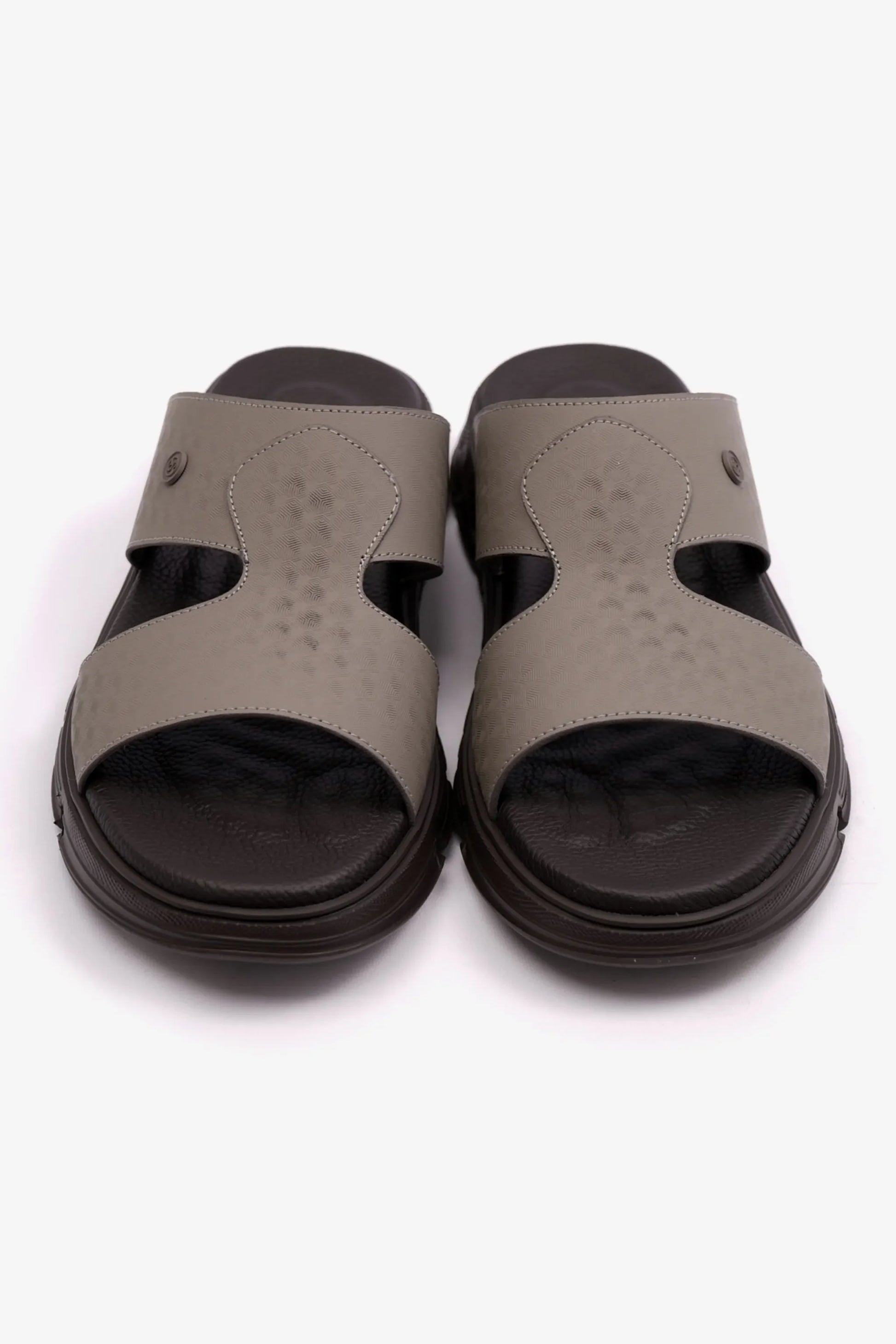 Comfort Plus Men's Embossed Arabic Leather Sandals Stone MSDCP1005