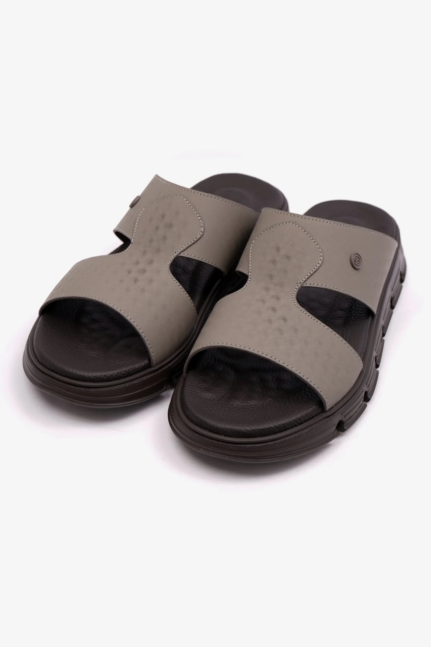 Comfort Plus Men's Embossed Arabic Leather Sandals Stone MSDCP1005
