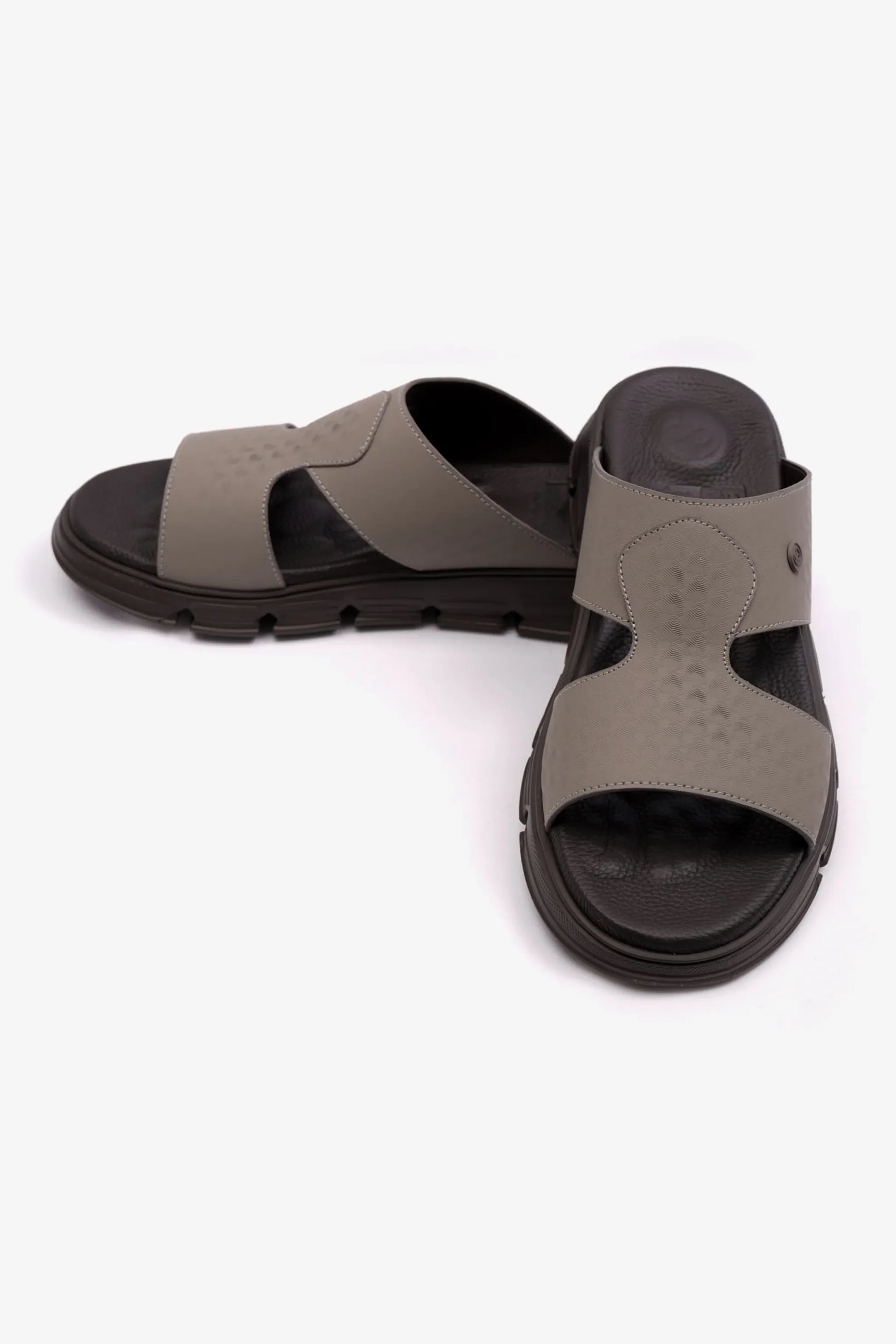 Comfort Plus Men's Embossed Arabic Leather Sandals Stone MSDCP1005