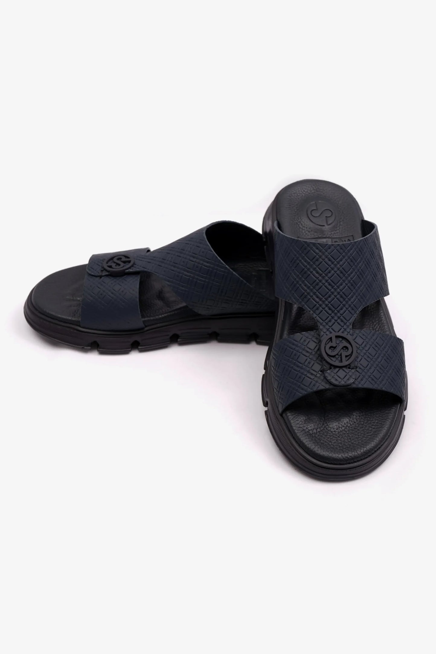 Comfort Plus Men's Italian Outsole Leather Arabic Sandals Navy MSDCP 1002